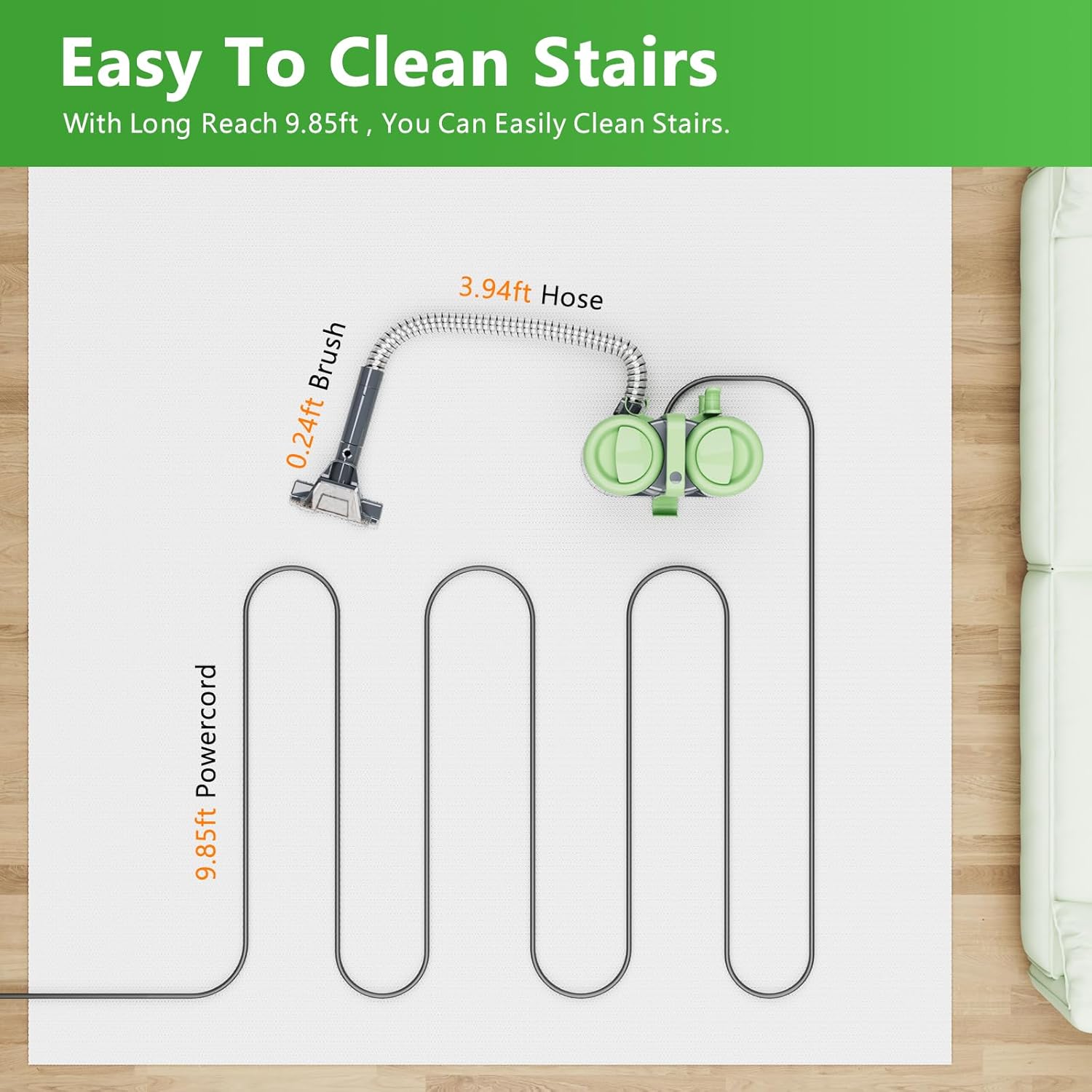 Carpet Cleaner Machine with 18Kpa Suction and 500W Power