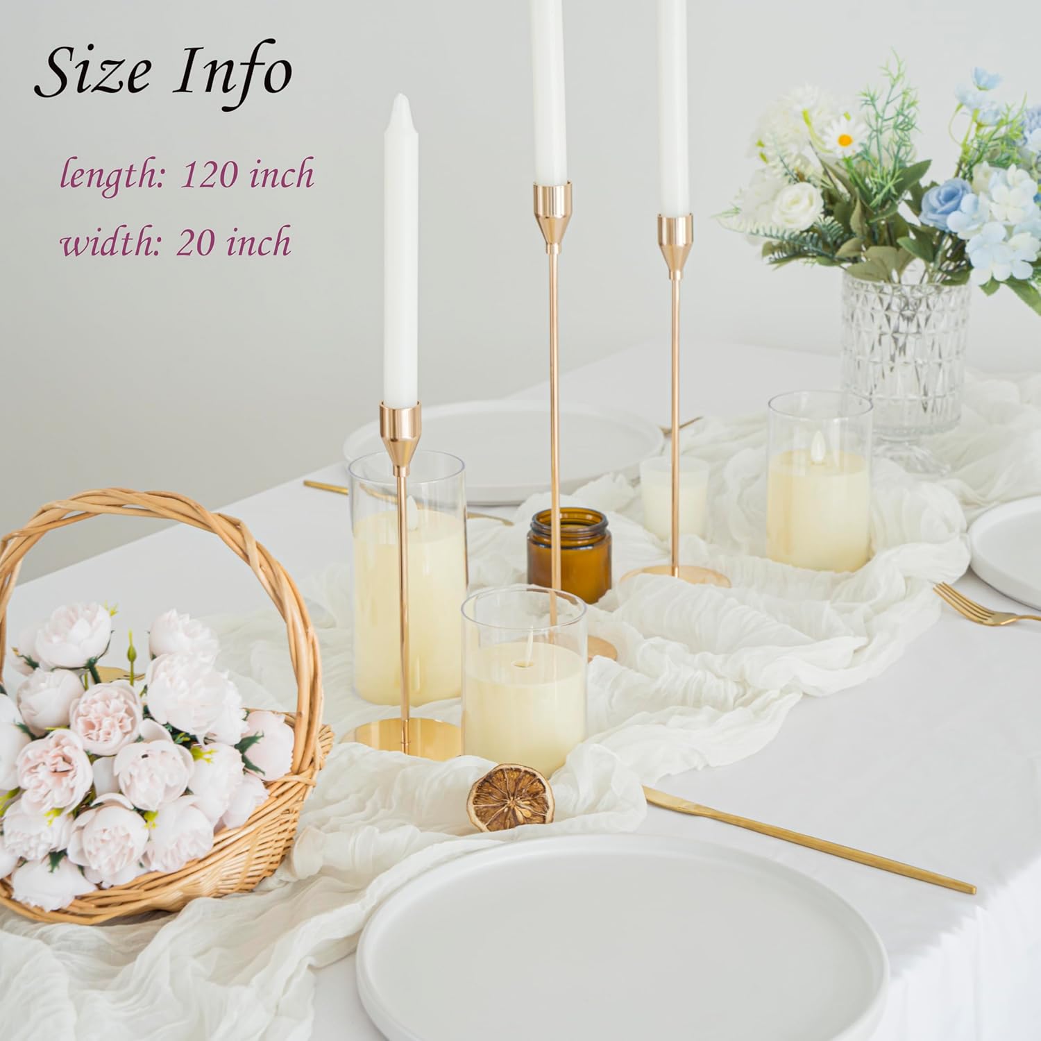 10 Pack Gauze Table Runner - 10FT White Cheesecloth Linens