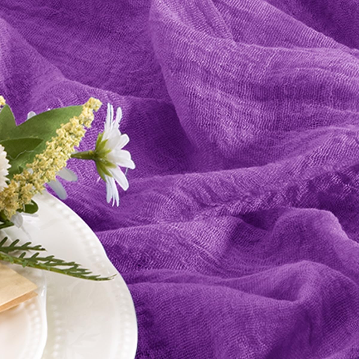 Santaben Purple Cheese Cloth Table Runner 120 Inch