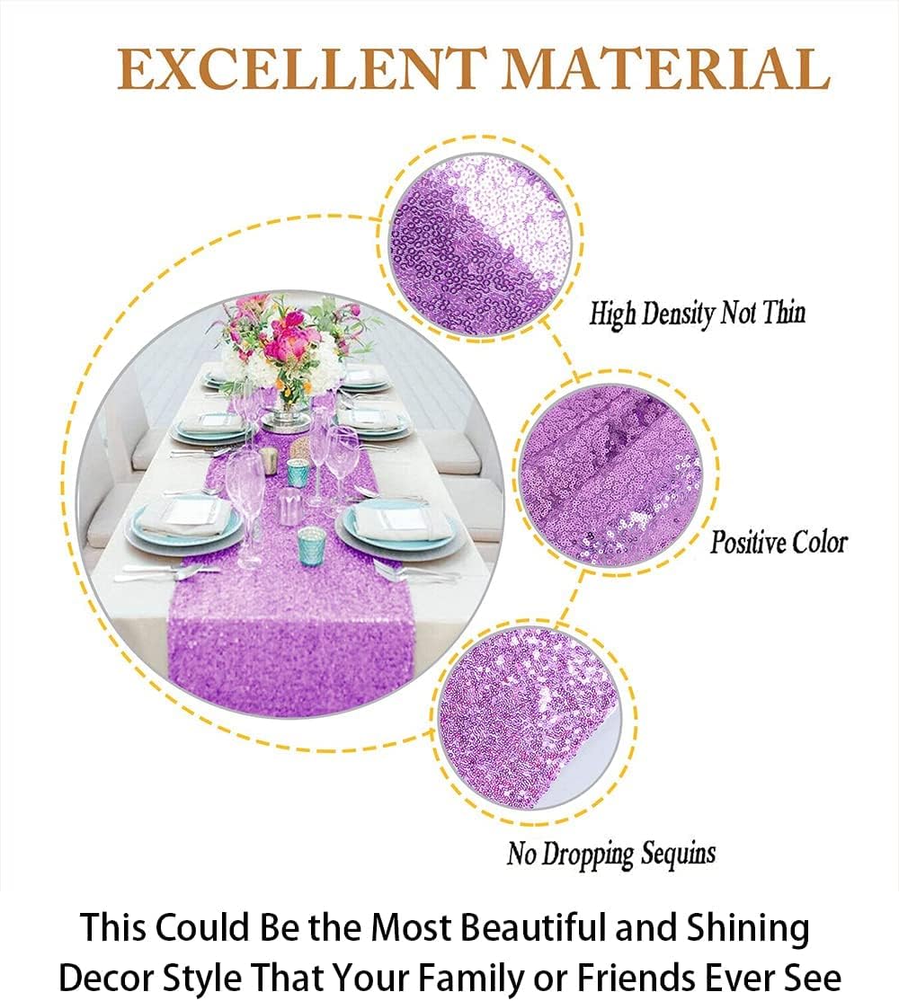 ShinyBeauty Lavender Sequin Table Runner 2pcs 12x72-Inch Wedding Decoration