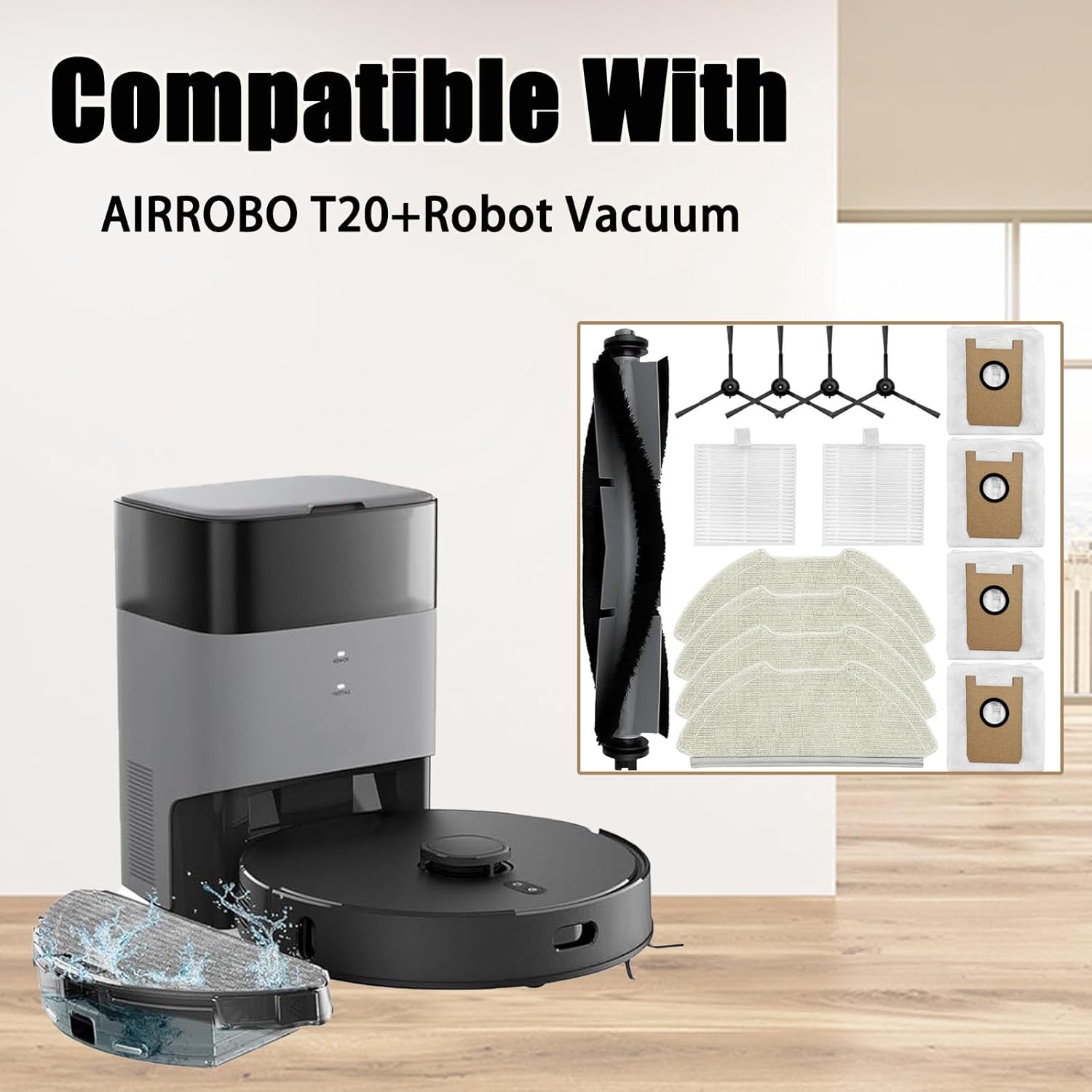 Liwoowe Vacuum Accessories for AIRROBO T20 Cleaner Robot