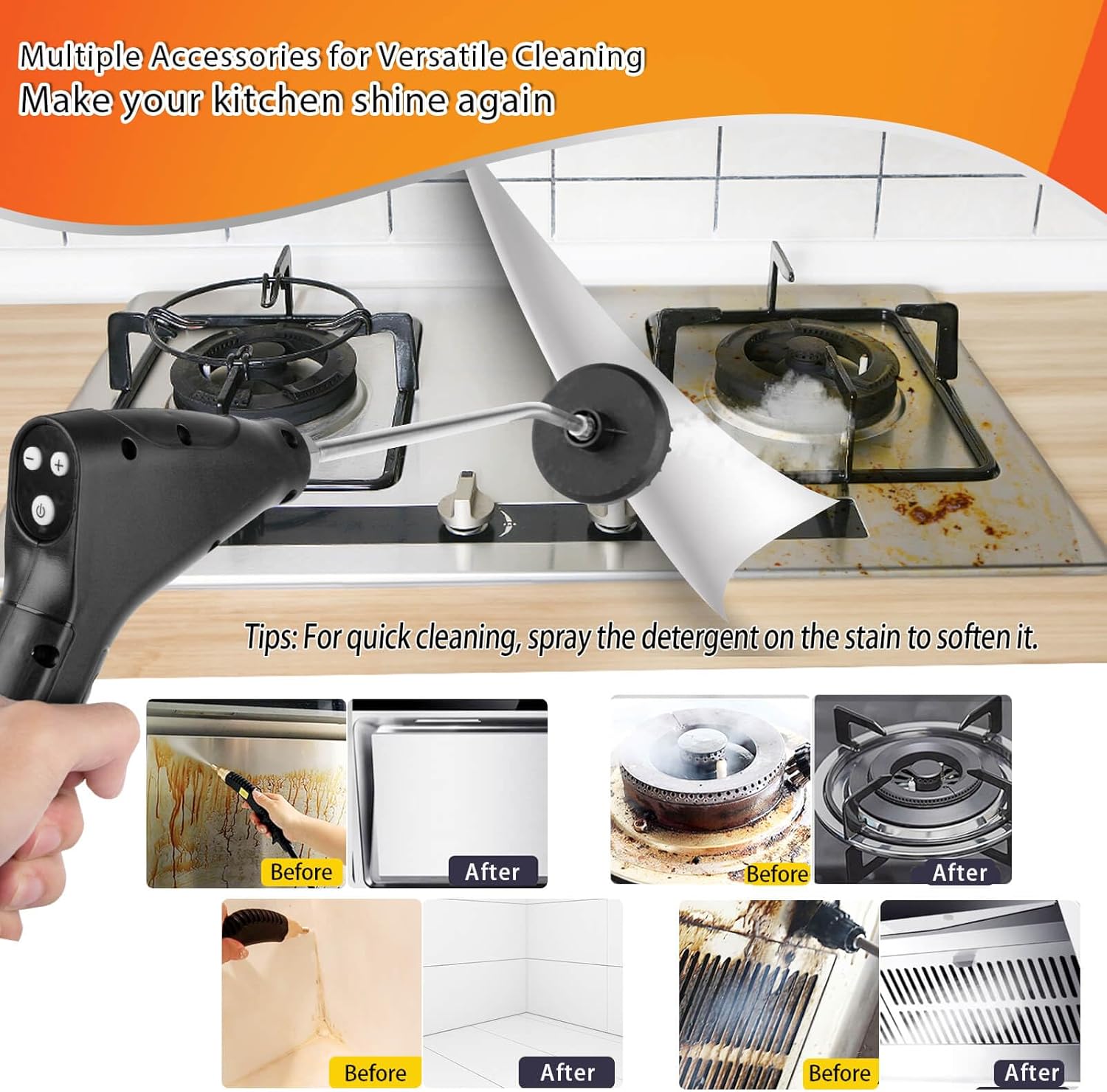 1200ml Handheld Steam Cleaner with 5 Accessories