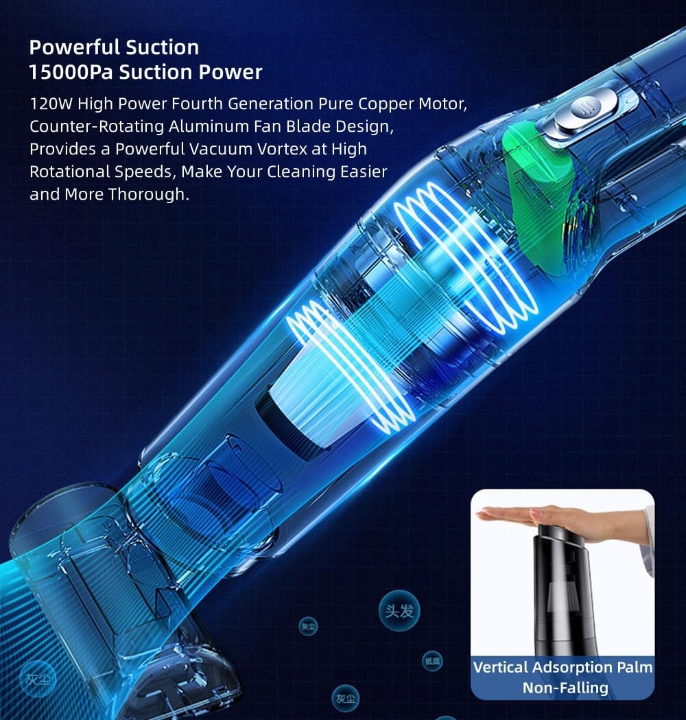 Aoun Cordless Stick Vacuum Cleaner with 15000Pa Suction