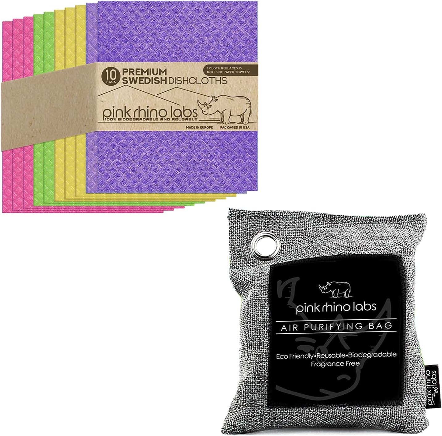 Swedish Dishcloths and Bamboo Charcoal Air Purifying Bag Bundle 1