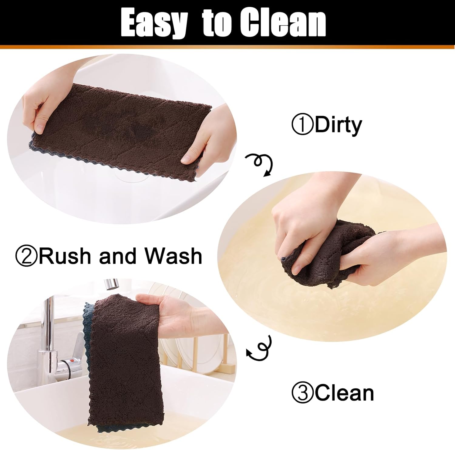 Mordimy 12 Pack Dish Towels 10x10 Dark Grey Brown