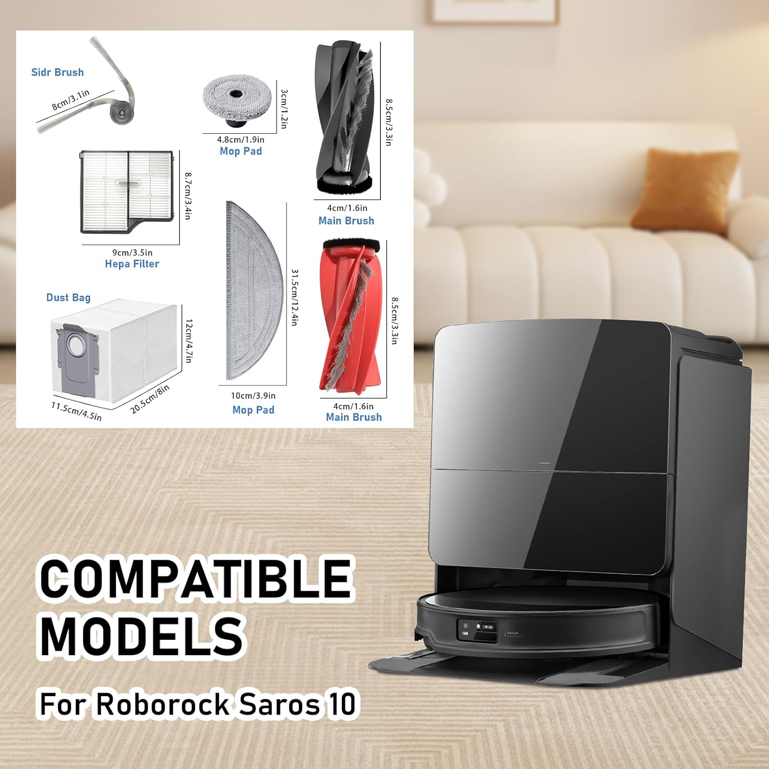 Diansung Roborock Saros 10 Vacuum Replacement Parts Set
