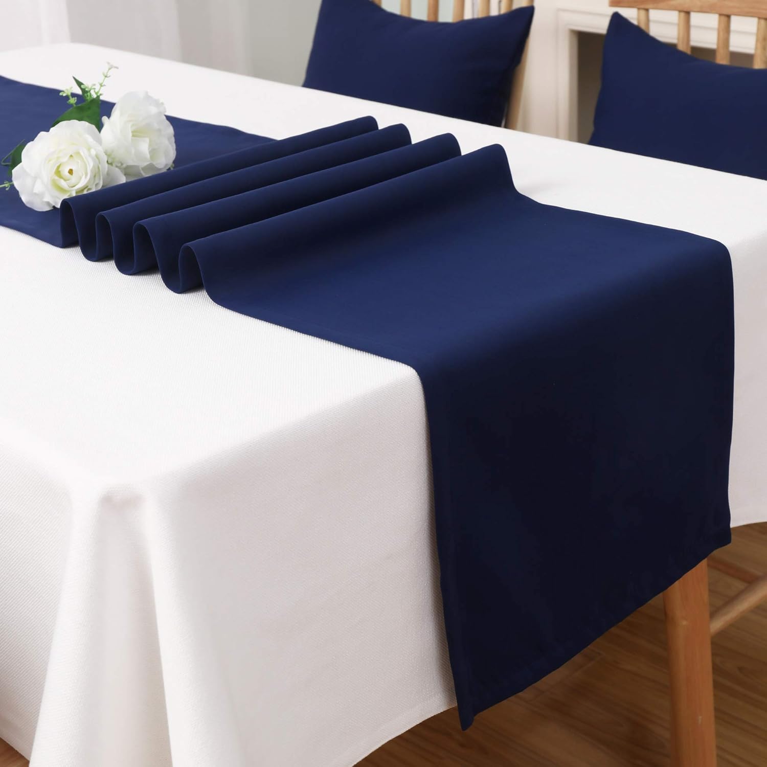 DUALIFE Navy Table Runner 14x72 Inch 2 Pieces