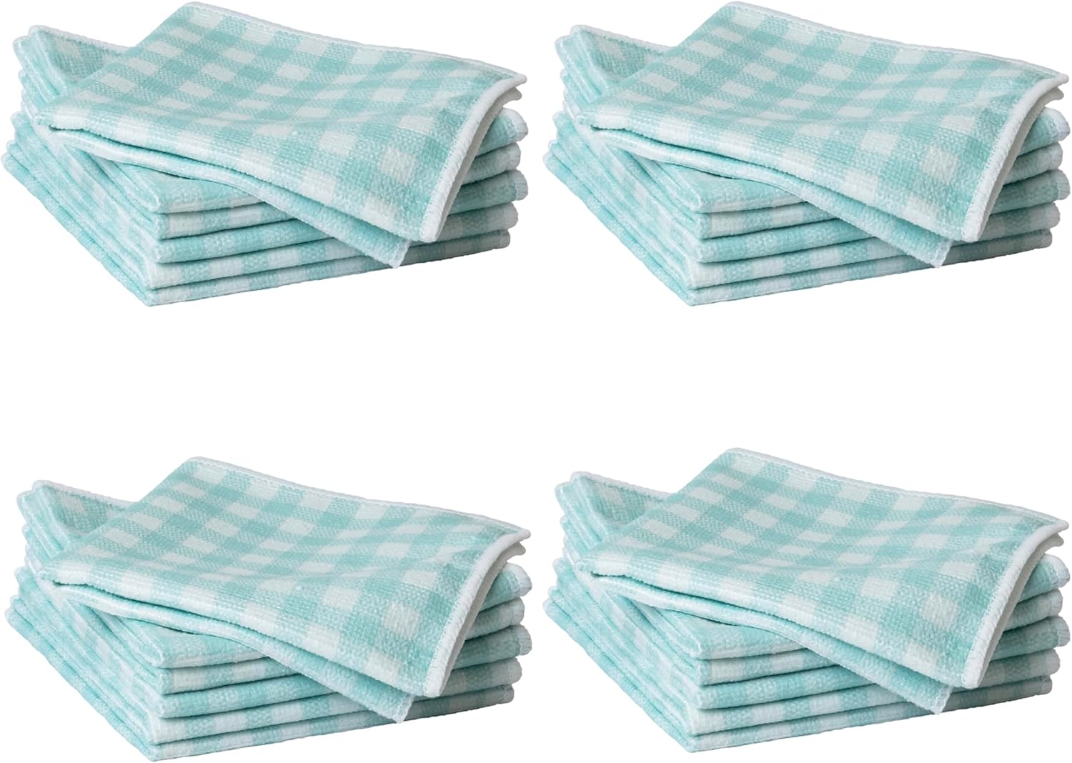 Martha Stewart Microfiber Cleaning Cloths 11 Inches Teal Gingham 24 Count
