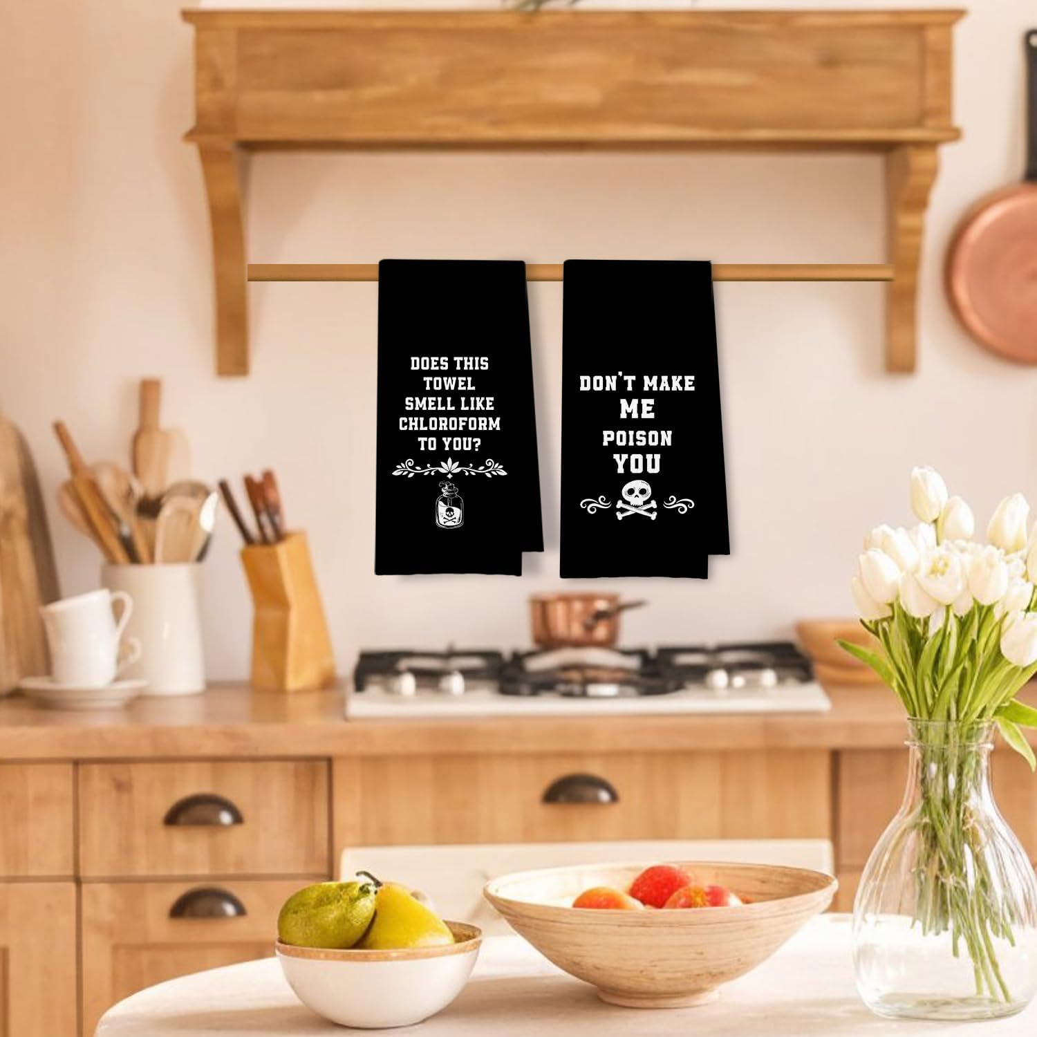 Funny Kitchen Towels Set of 2 with Sarcastic Quotes