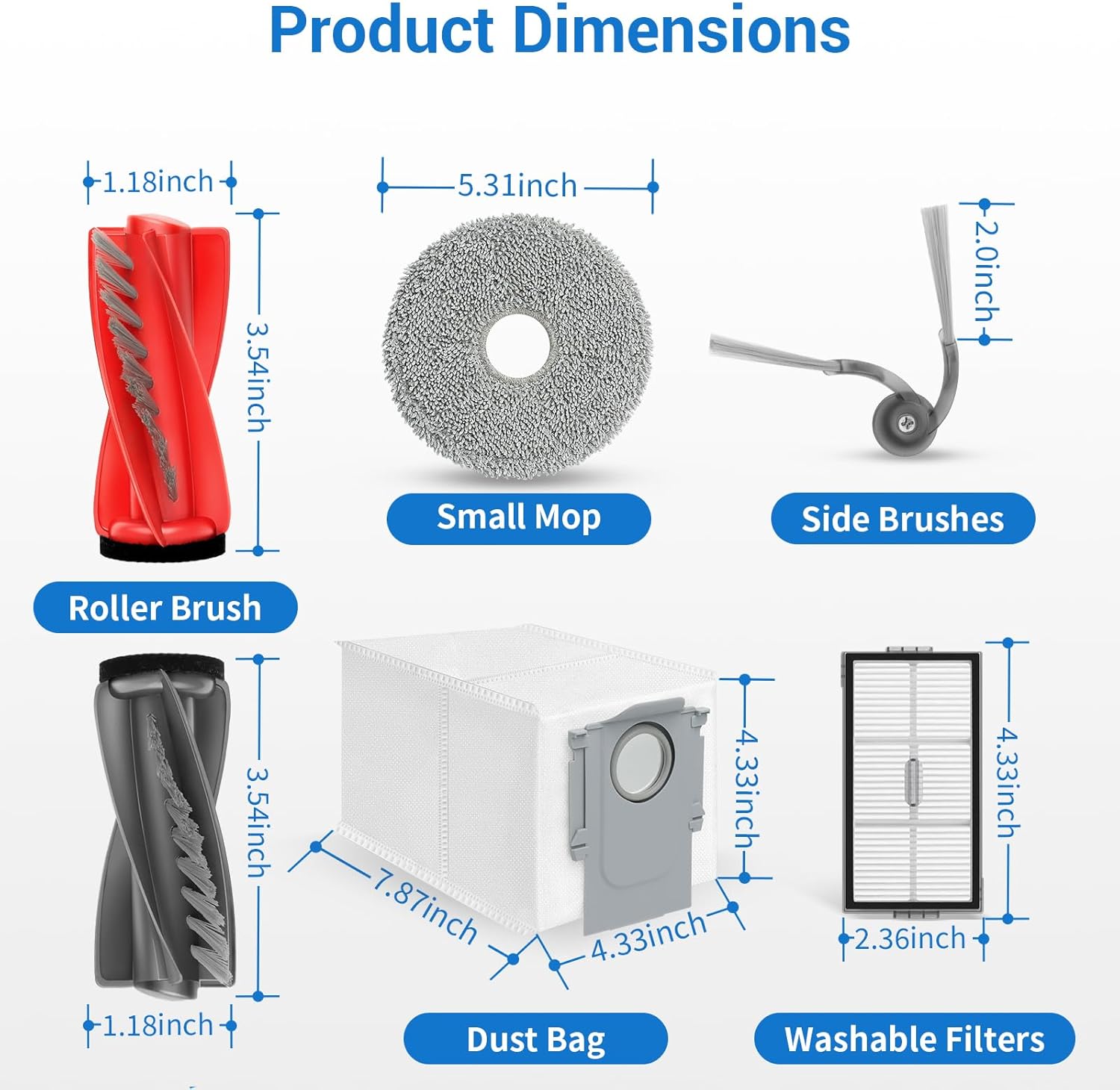 26Pcs Replacement Parts Kit for Roborock Saros 10R Robot Vacuum