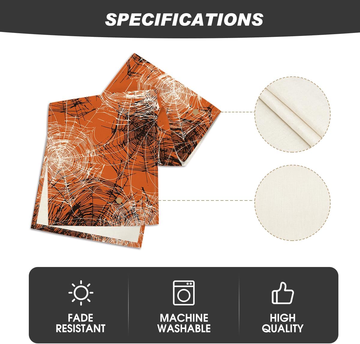 Artoid Mode Spider Web Orange Halloween Table Runner 13x72 Inch