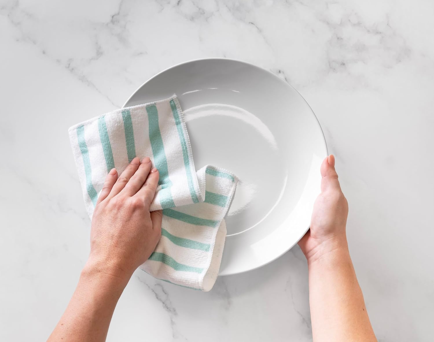 Martha Stewart Microfiber Cleaning Cloths 24 Count Teal Stripes