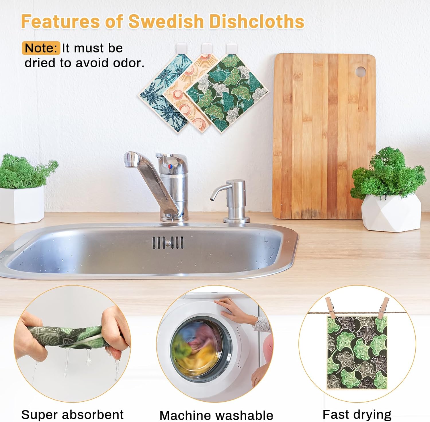Lucomb 10 Pack Swedish Dishcloths for Kitchen