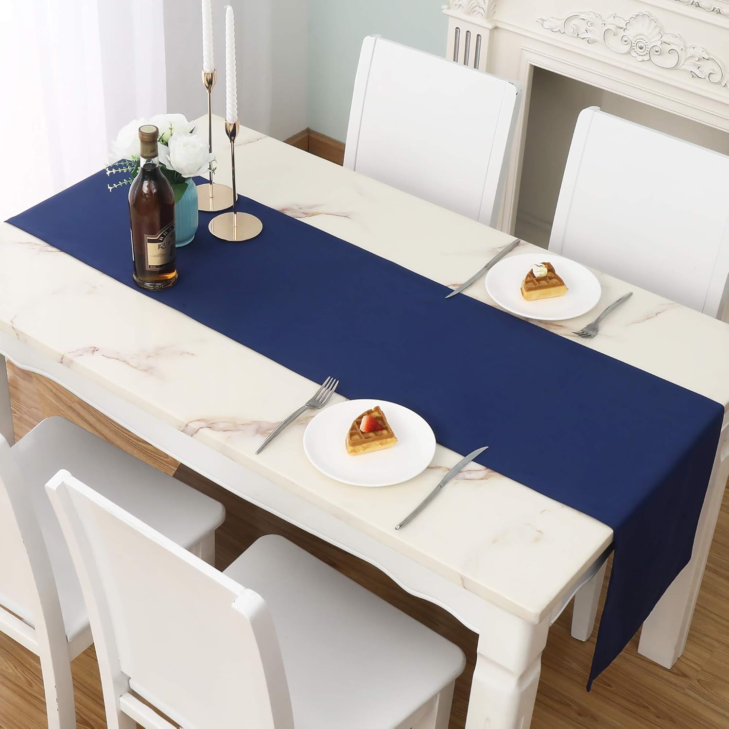 DUALIFE Navy Table Runner 14x72 Inch 2 Pieces
