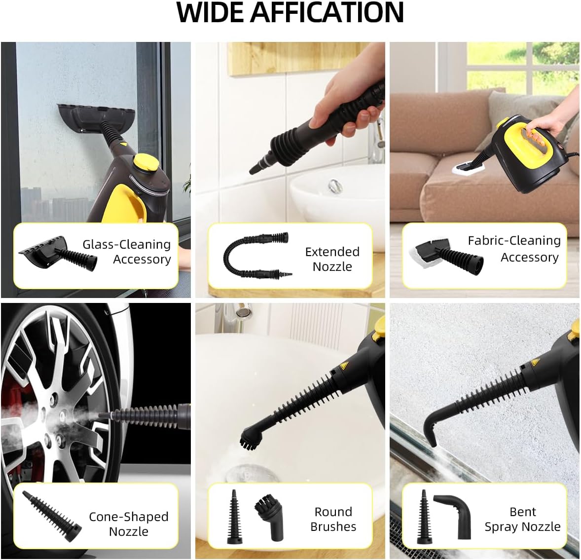 Yardeen 1350W Pressurized Handheld Steam Cleaner with 10-Piece Accessory Set
