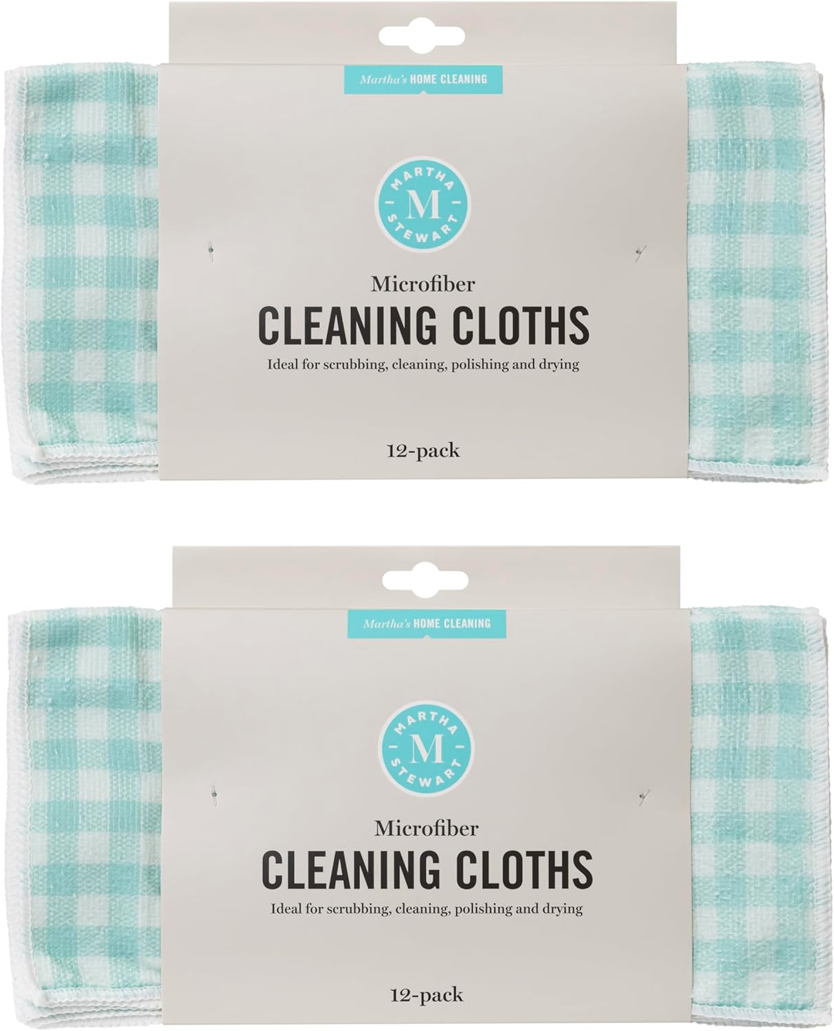 Martha Stewart Microfiber Cleaning Cloths 11 Inches Teal Gingham 24 Count