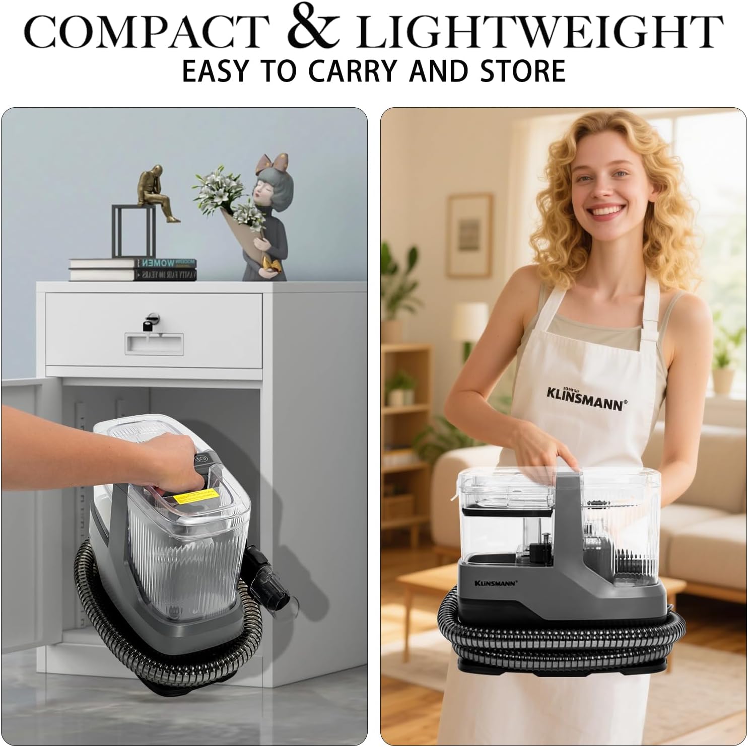 Klinsmann Portable Carpet Cleaner Machine with 17KPa Suction Power