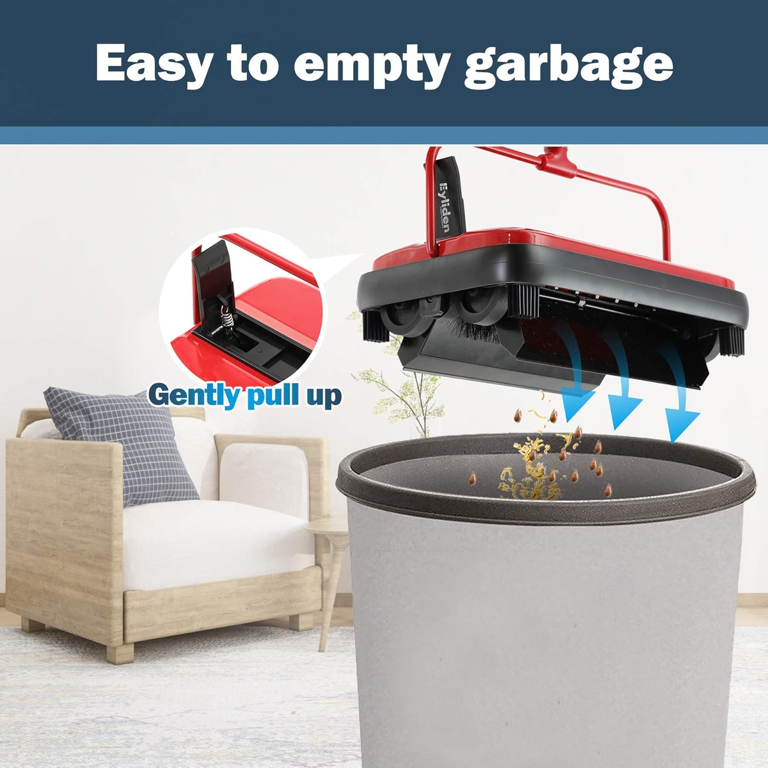 Eyliden Quiet Carpet Sweeper No Electricity Lightweight Easy to Use