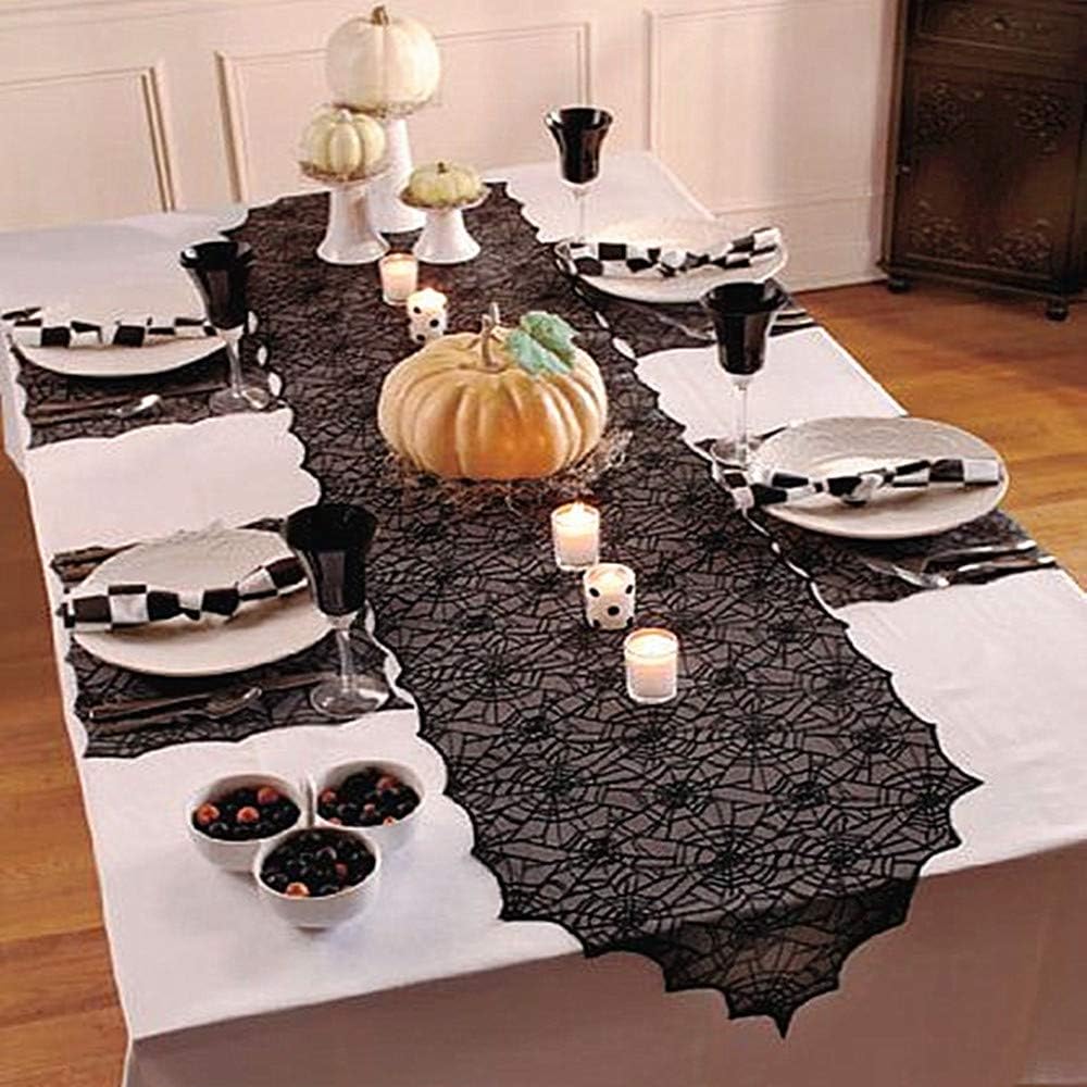 ibohr Halloween Table Runner with Spider Web Design