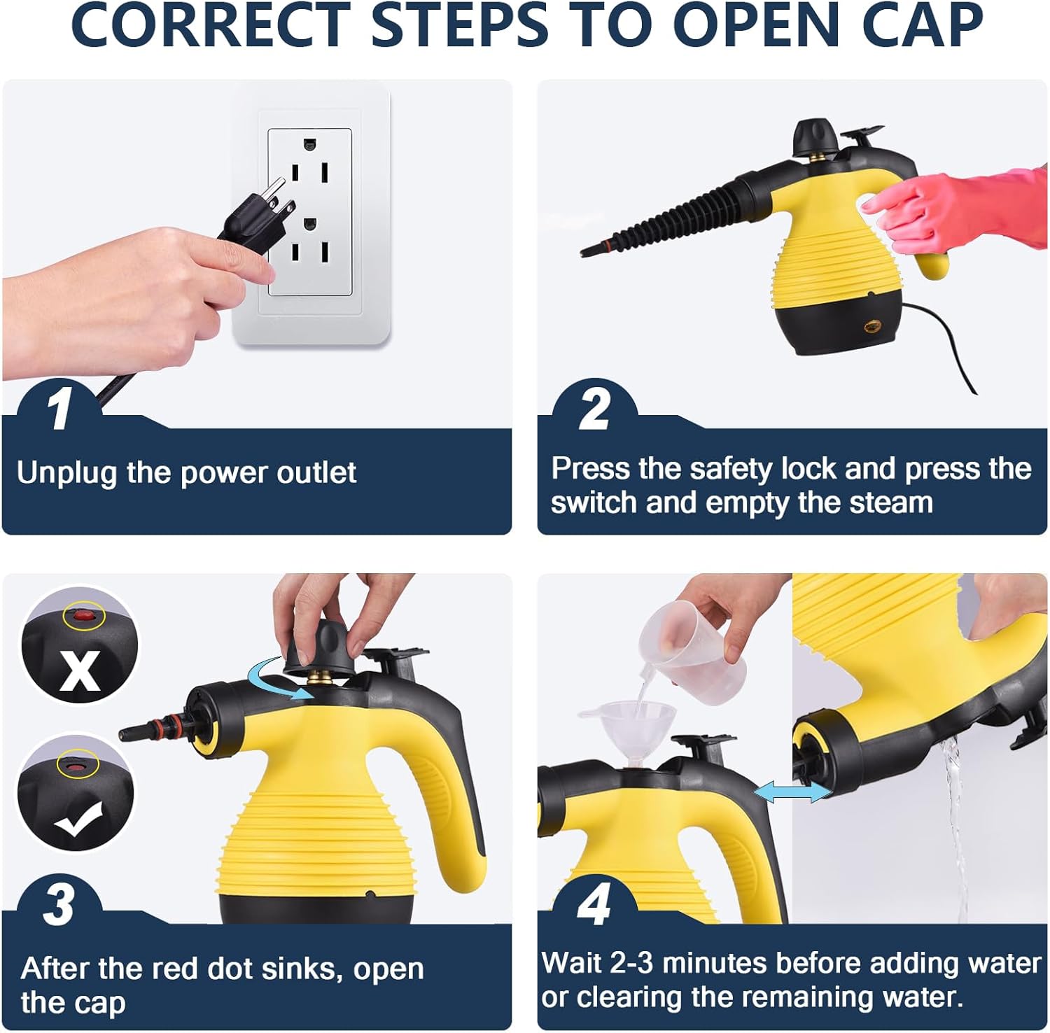 Docreate Handheld Steam Cleaner with 9 PCS Accessory Kit Yellow