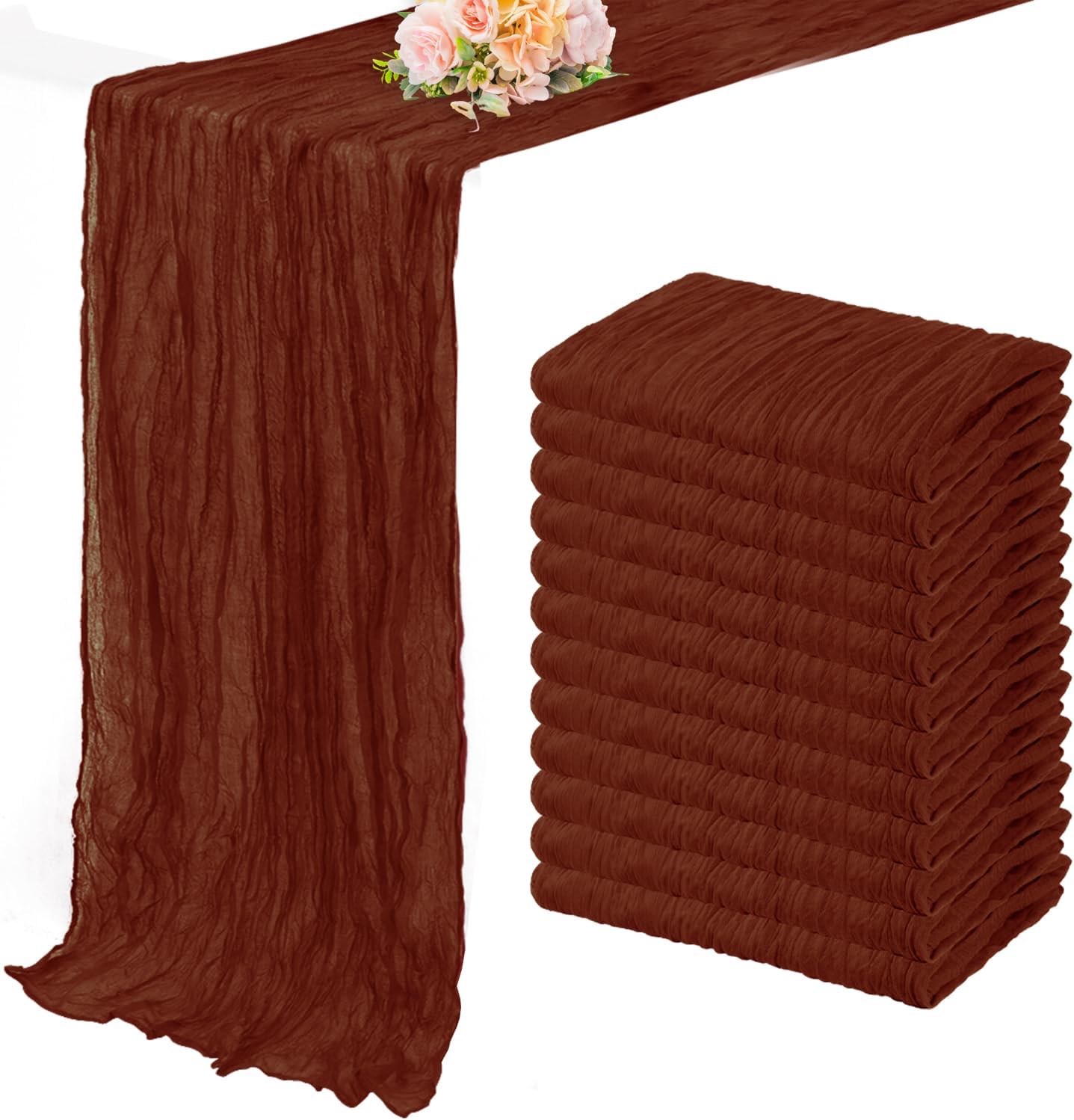 12 Pack Terracotta Cheesecloth Table Runner 10FT