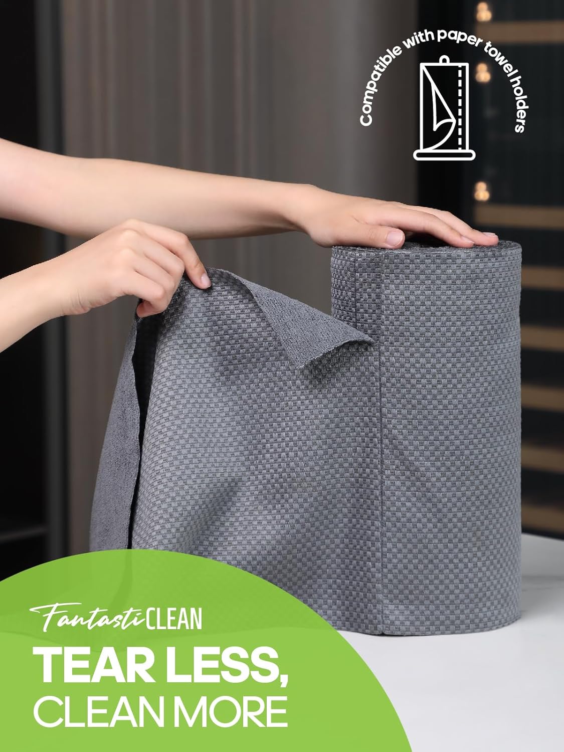 Fantasticlean Large Tear-Away Microfiber Cloth Roll 18 x 12 24 Sheets DimGrey