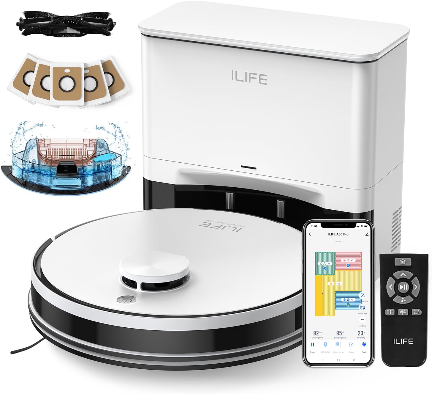 ILIFE A30 Pro Robot Vacuum Cleaner with Mop and Self Emptying Station