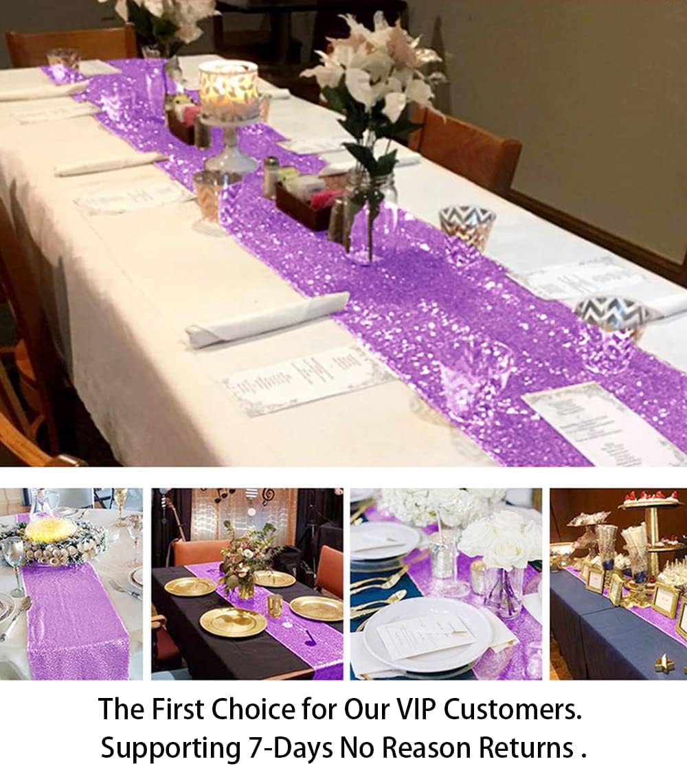 ShinyBeauty Lavender Sequin Table Runner 2pcs 12x72-Inch Wedding Decoration