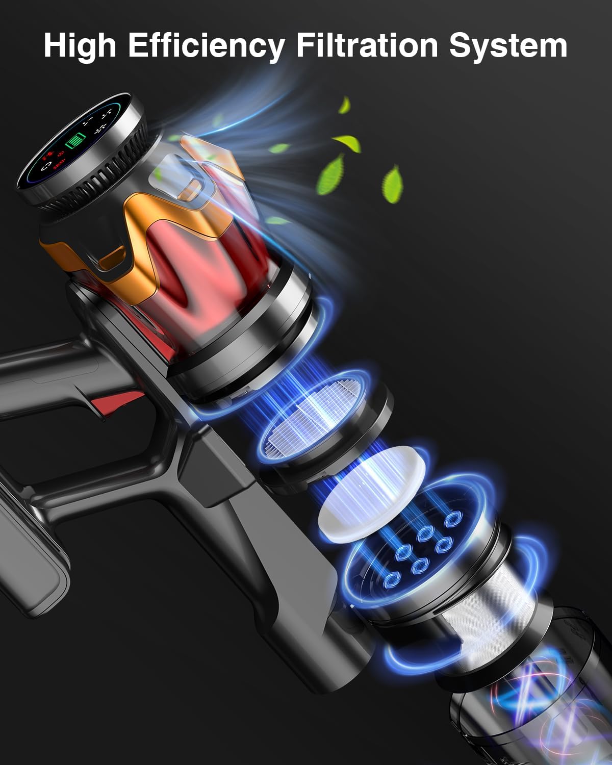 Cordless Vacuum Cleaner with 580W Power and OLED Touch Screen