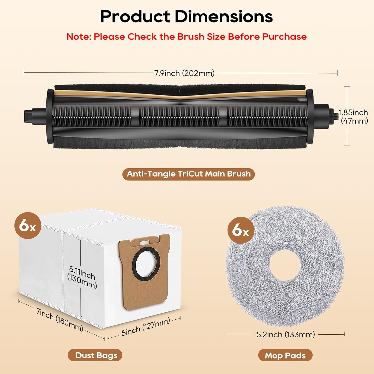 13 Pcs TriCut Brush Accessories for Dreame Robot Vacuums