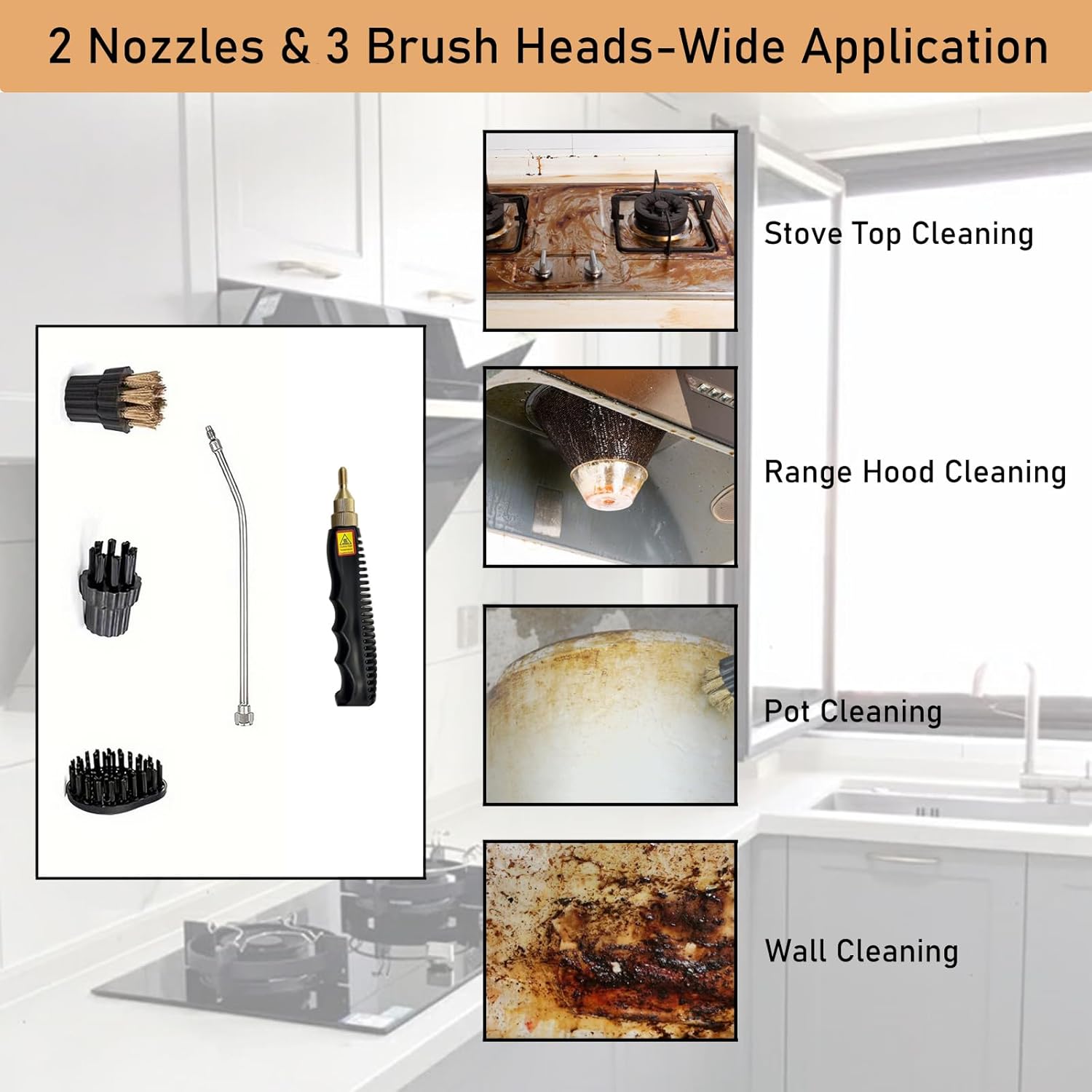 INTSUPERMAI High Temp Steam Cleaner with 3 Brush Heads