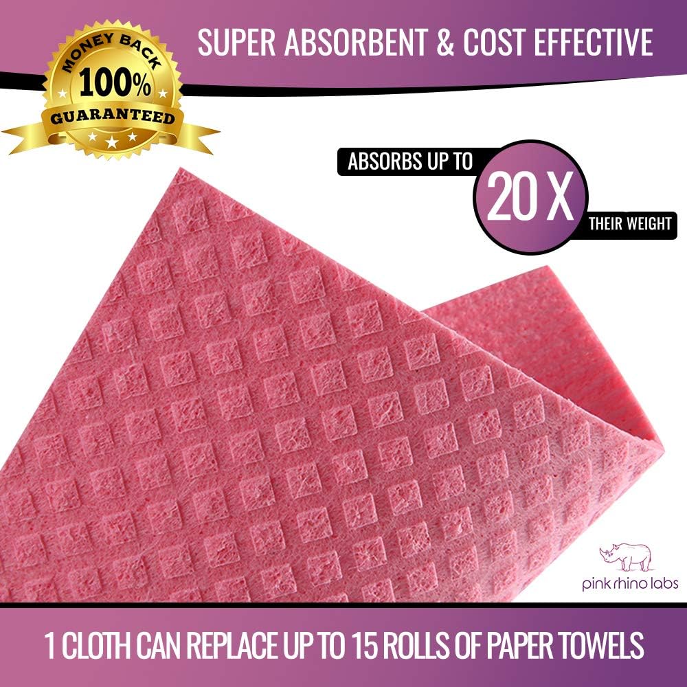 Pink Rhino Labs Swedish Dishcloths 10-Pack Reusable Cleaning Cloths