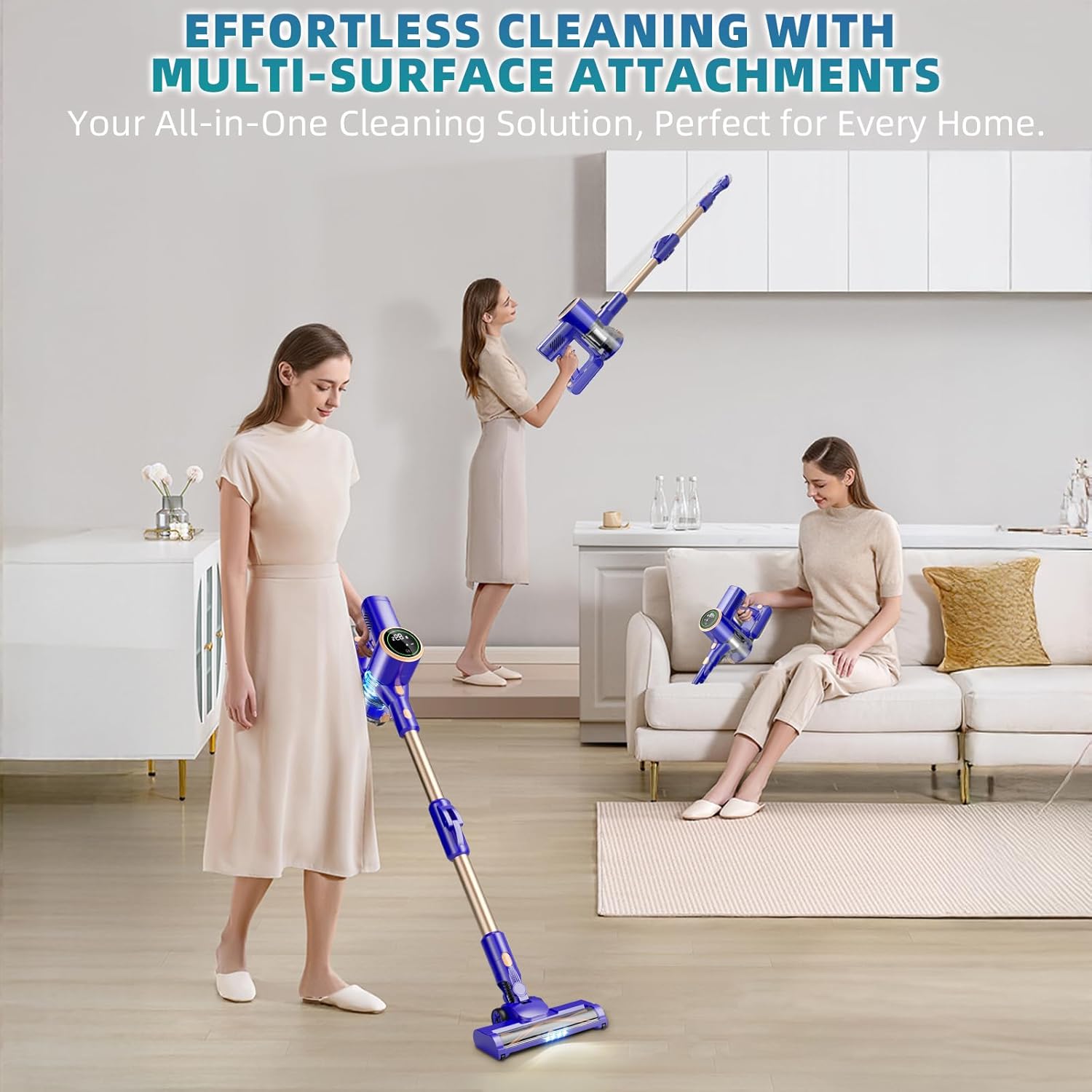 Cordless Vacuum Cleaner with 180 Bendable Wand and Touch Screen