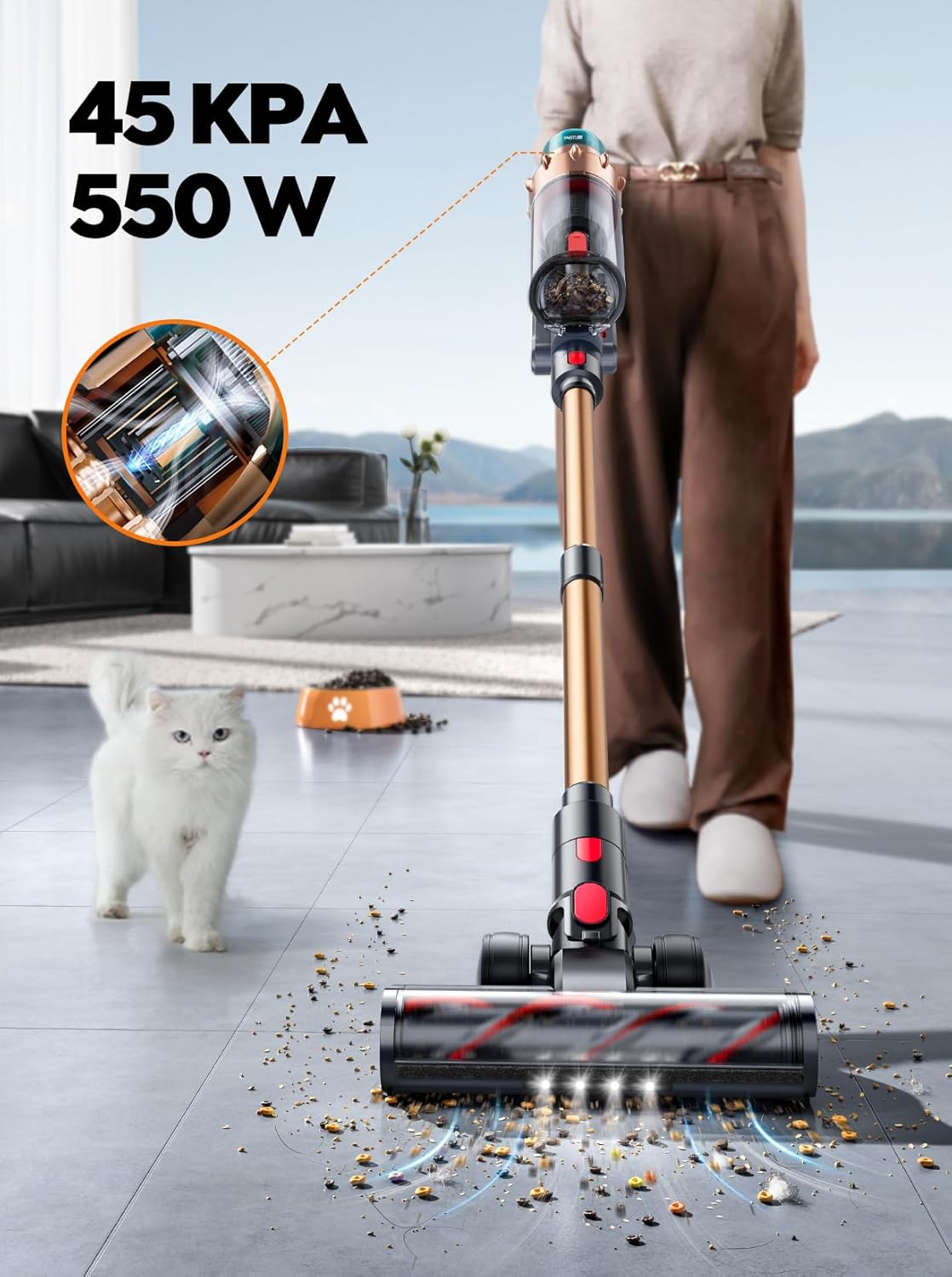 SMOTURE Cordless Vacuum Cleaner 550W 45KPA 60 Mins Runtime