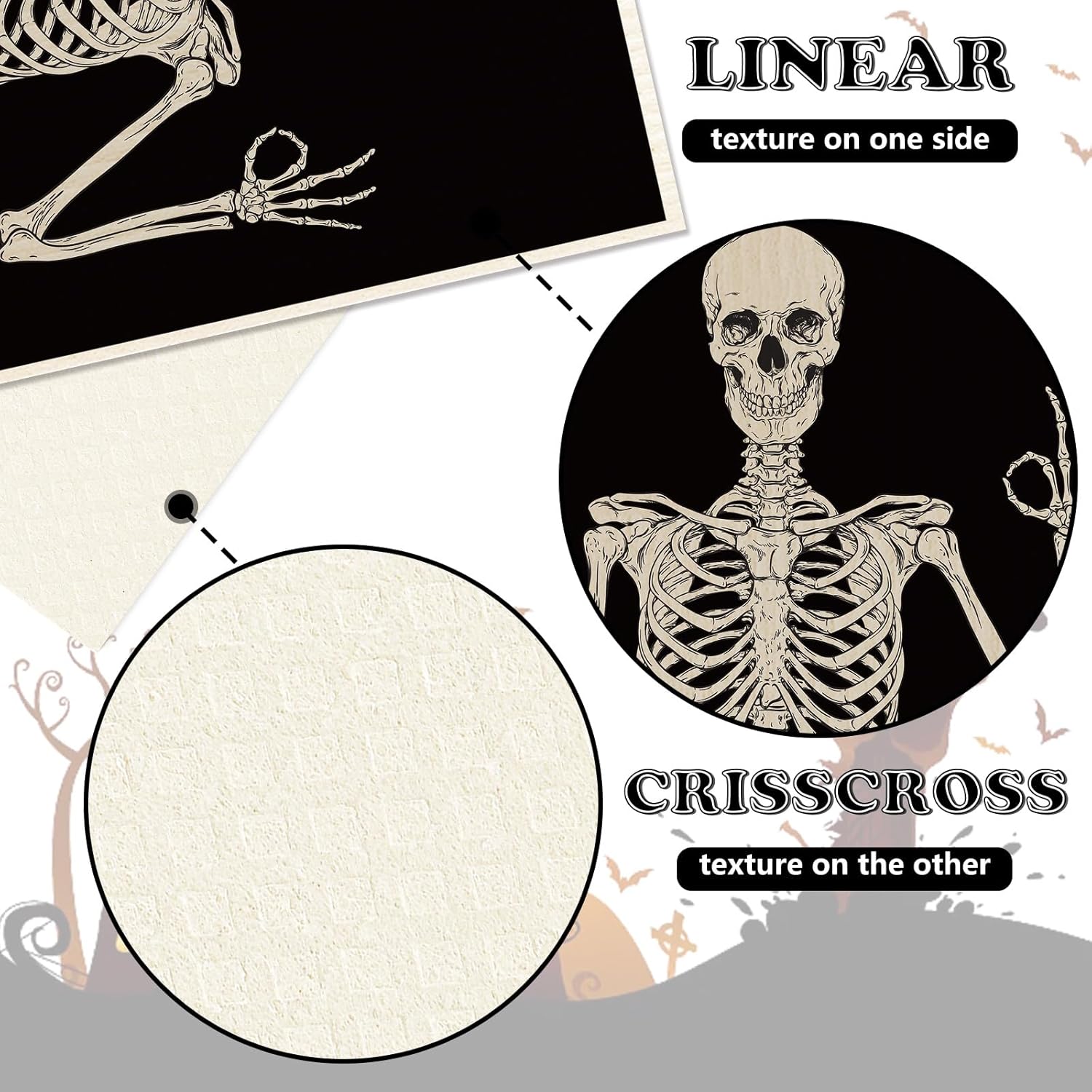 Whaline 4Pcs Halloween Skeleton Dishcloth Set