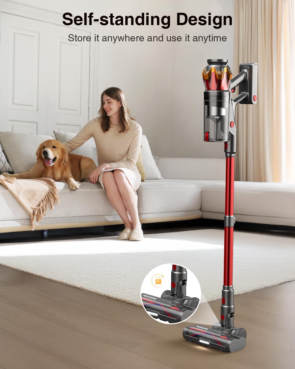 Cordless Vacuum Cleaner with 580W Power and OLED Touch Screen