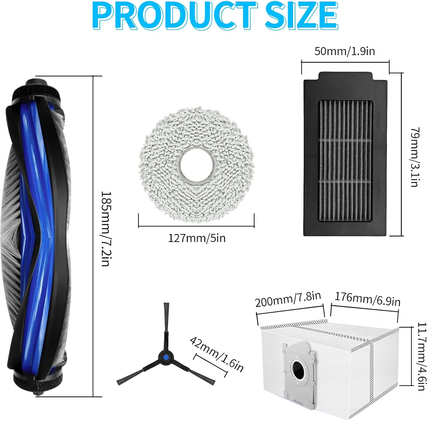 20 Pcs Accessories Kit for ECOVACS T50 Pro Robot Vacuum