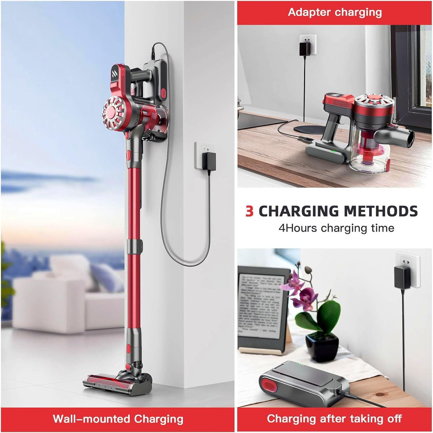 WLOTPO Cordless Vacuum with Super Suction and 35 Min Runtime