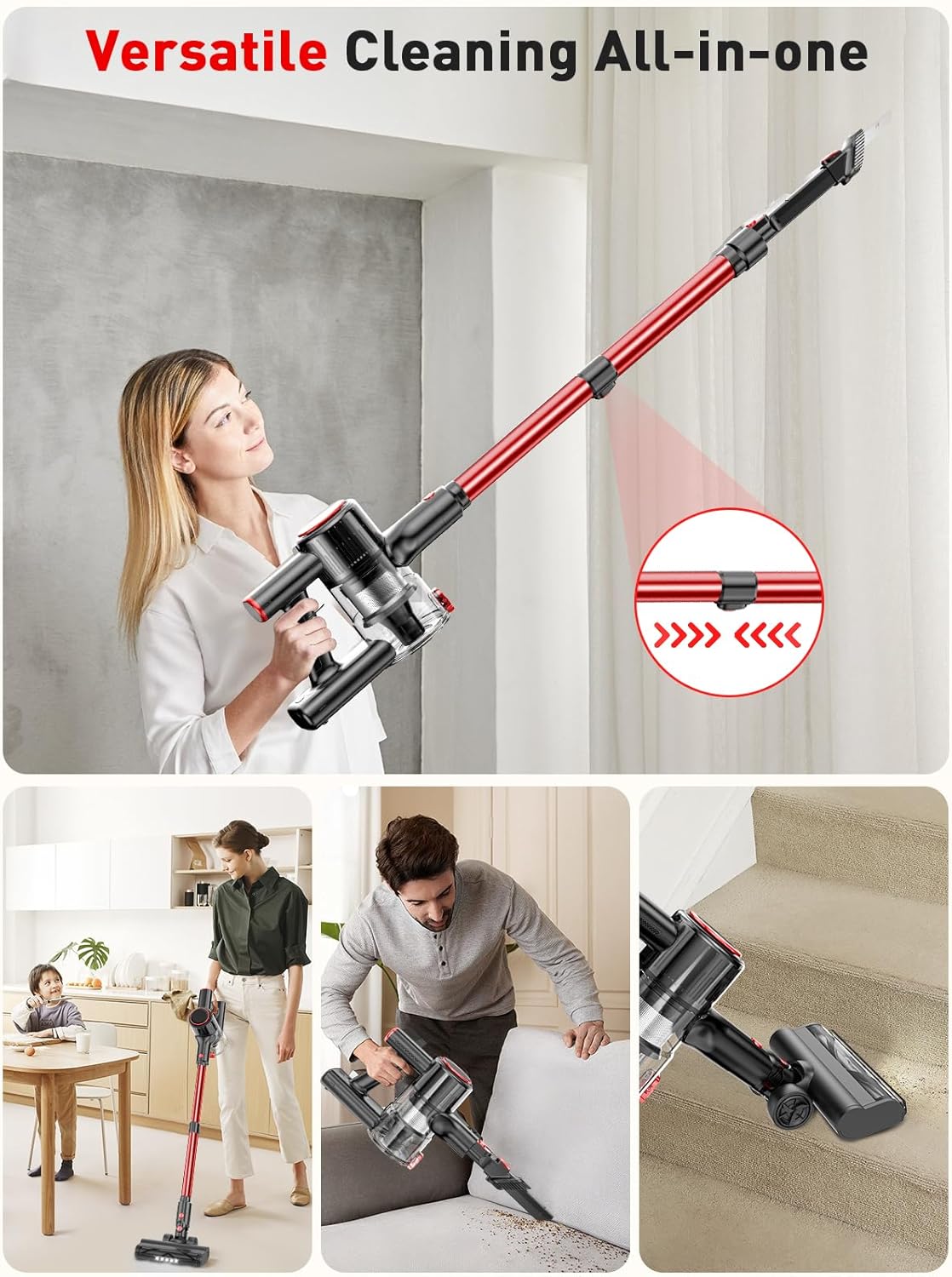 Titiopy Cordless Vacuum Cleaner with 40Kpa Suction Power