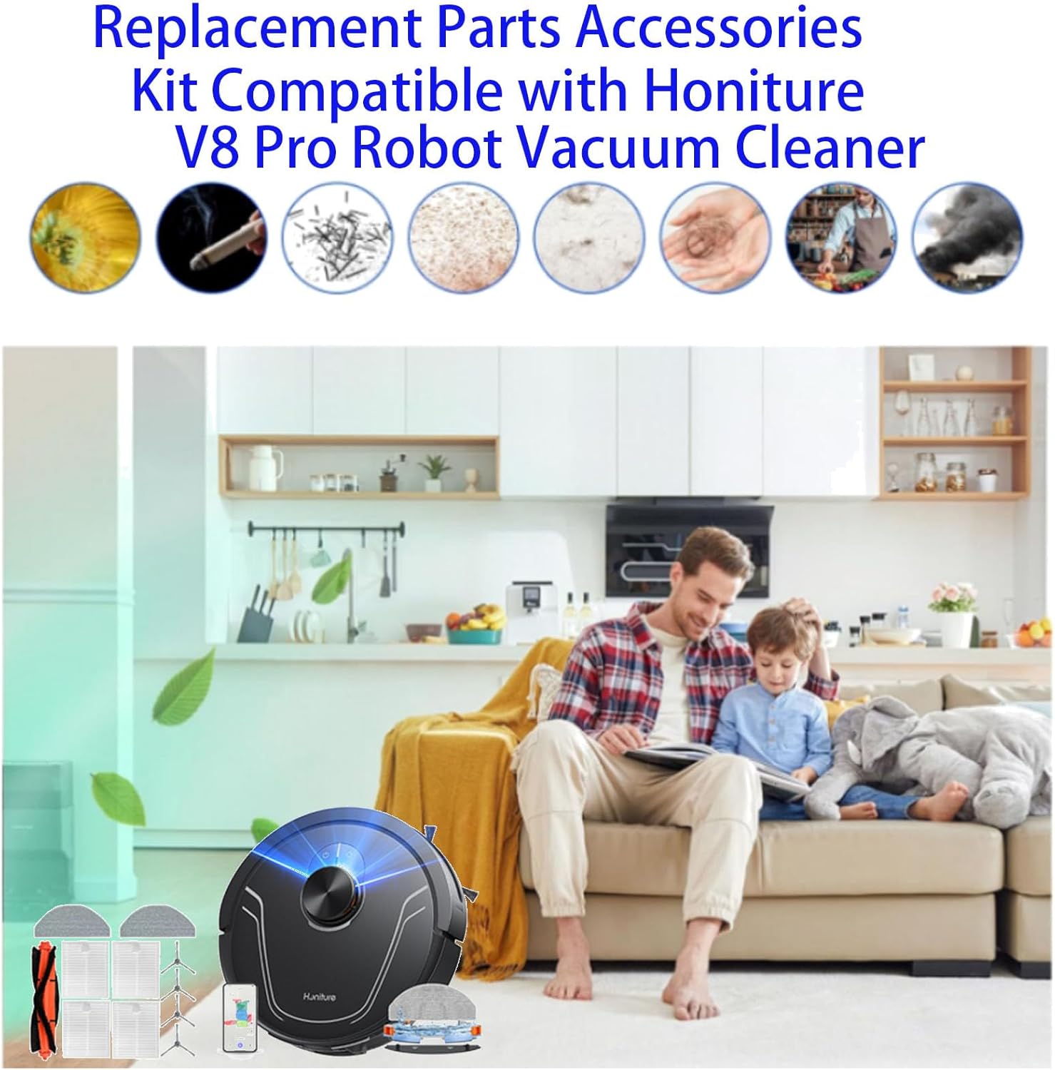 Replacement Accessories Kit for Honiture V8 Pro Robot Vacuum Cleaner