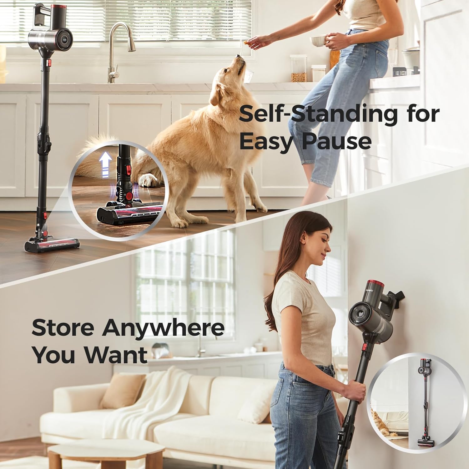 Roneair Cordless Vacuum Cleaner with Bendable Wand