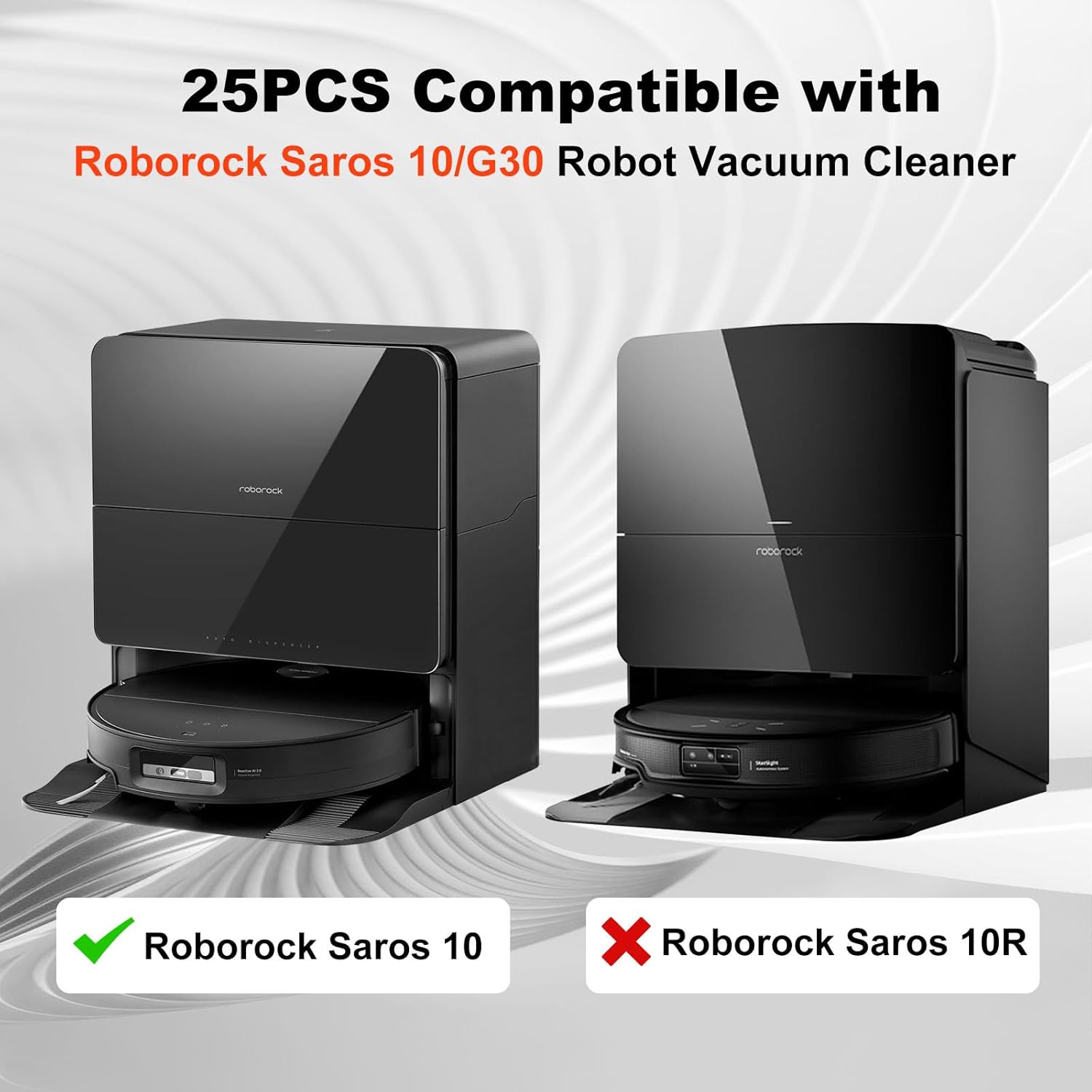 25 Pack Replacement Parts for Roborock Saros 10 G30 Sweeper