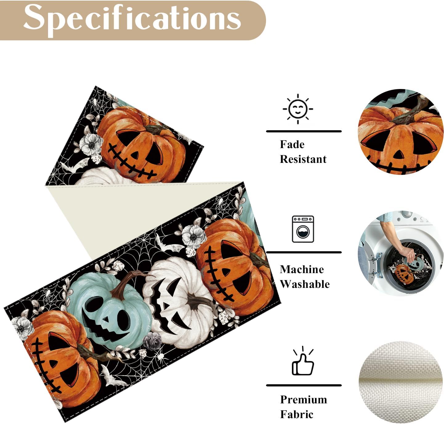 Baccessor Halloween Table Runner Spooky Design 13x72 Inch