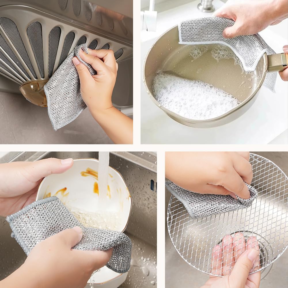 Multipurpose Wire Dish Rags 5PCS Reusable Kitchen Cleaner