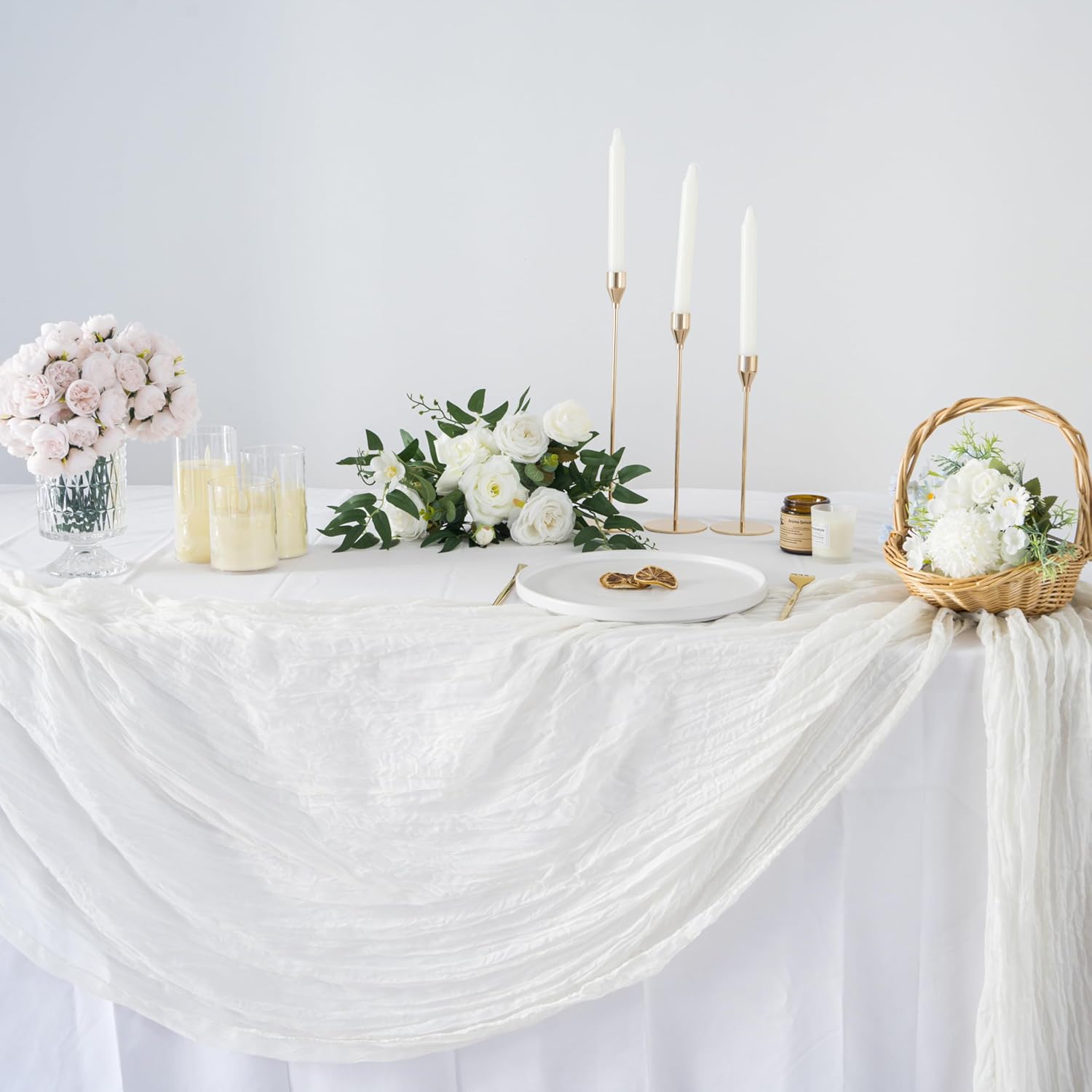 10 Pack Gauze Table Runner - 10FT White Cheesecloth Linens