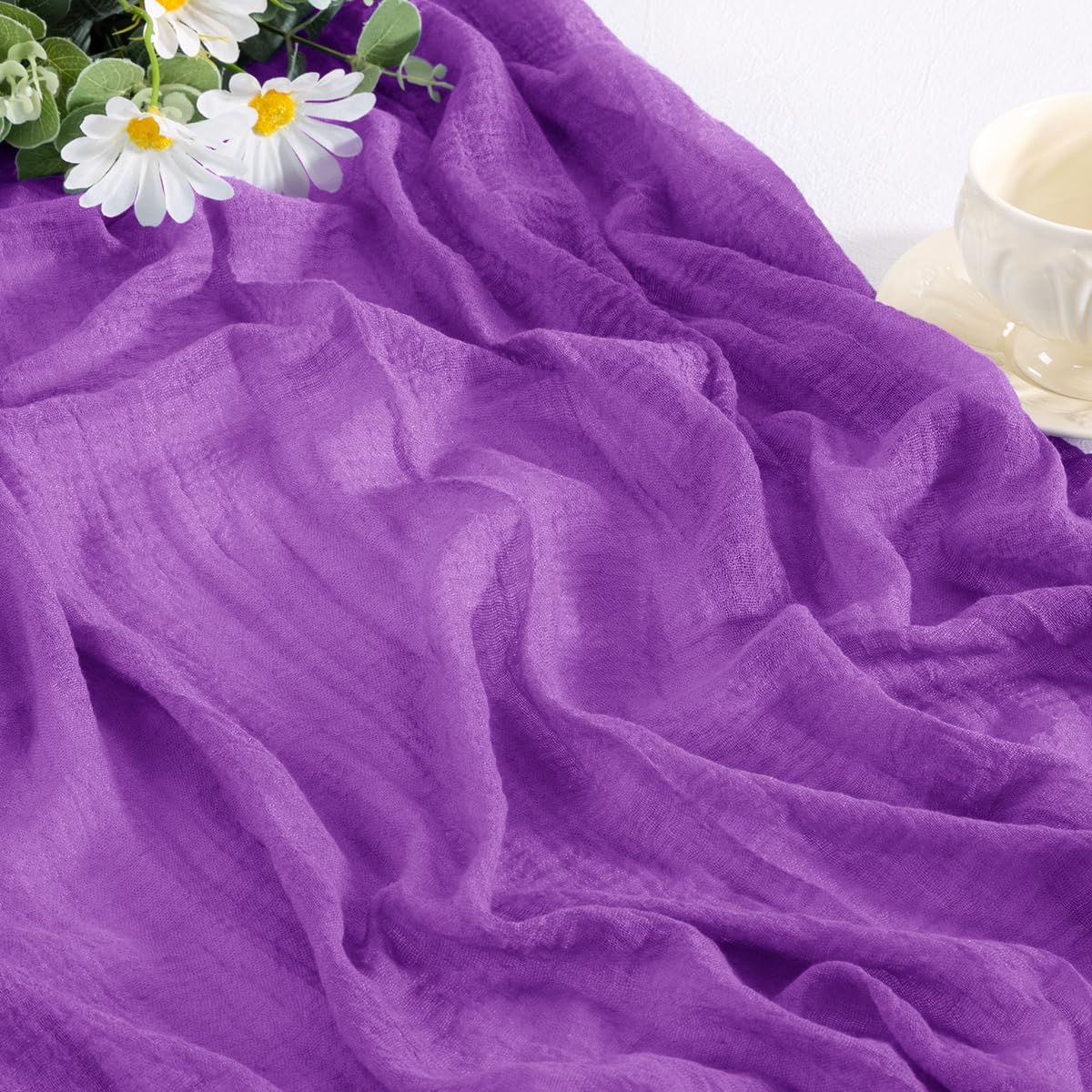 Santaben Purple Cheese Cloth Table Runner 120 Inch