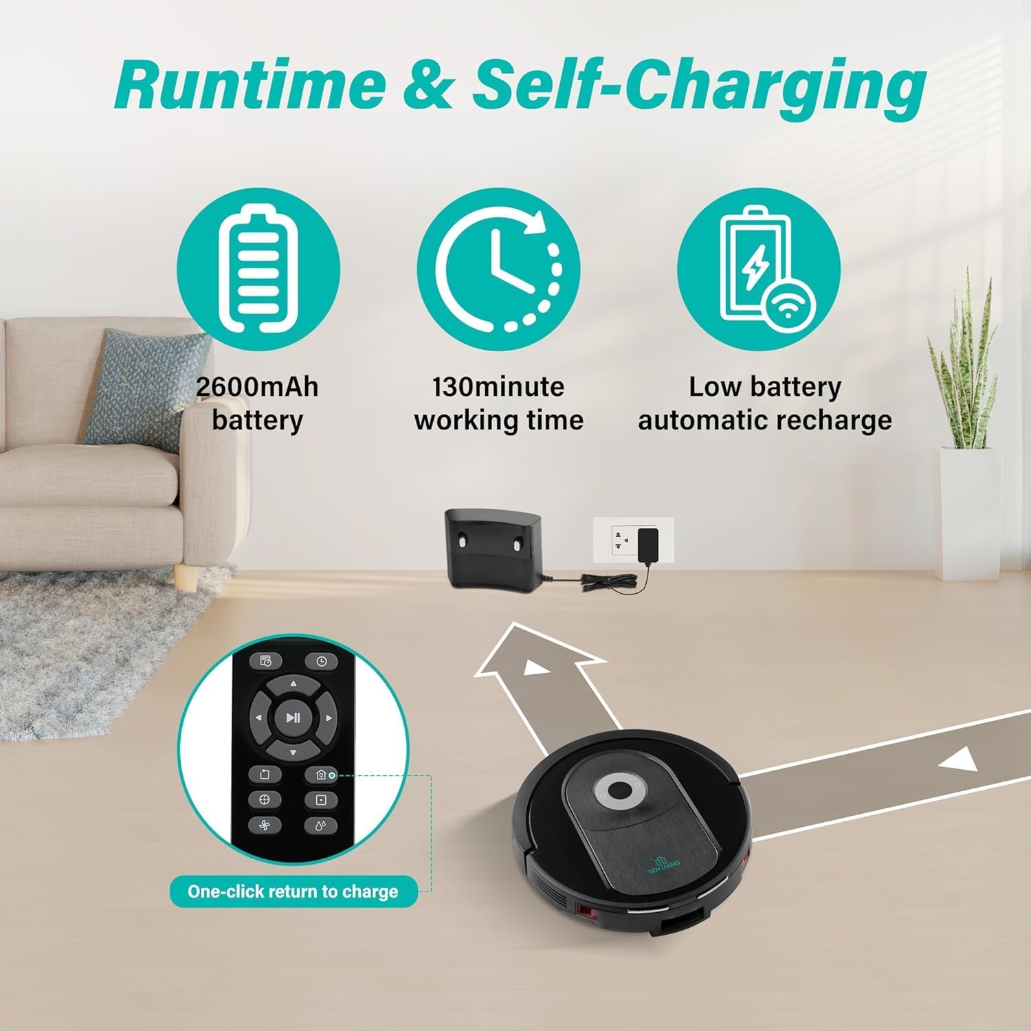 Xcity Robot Vacuum and Mop Combo with 4000Pa Suction and Self-Charging