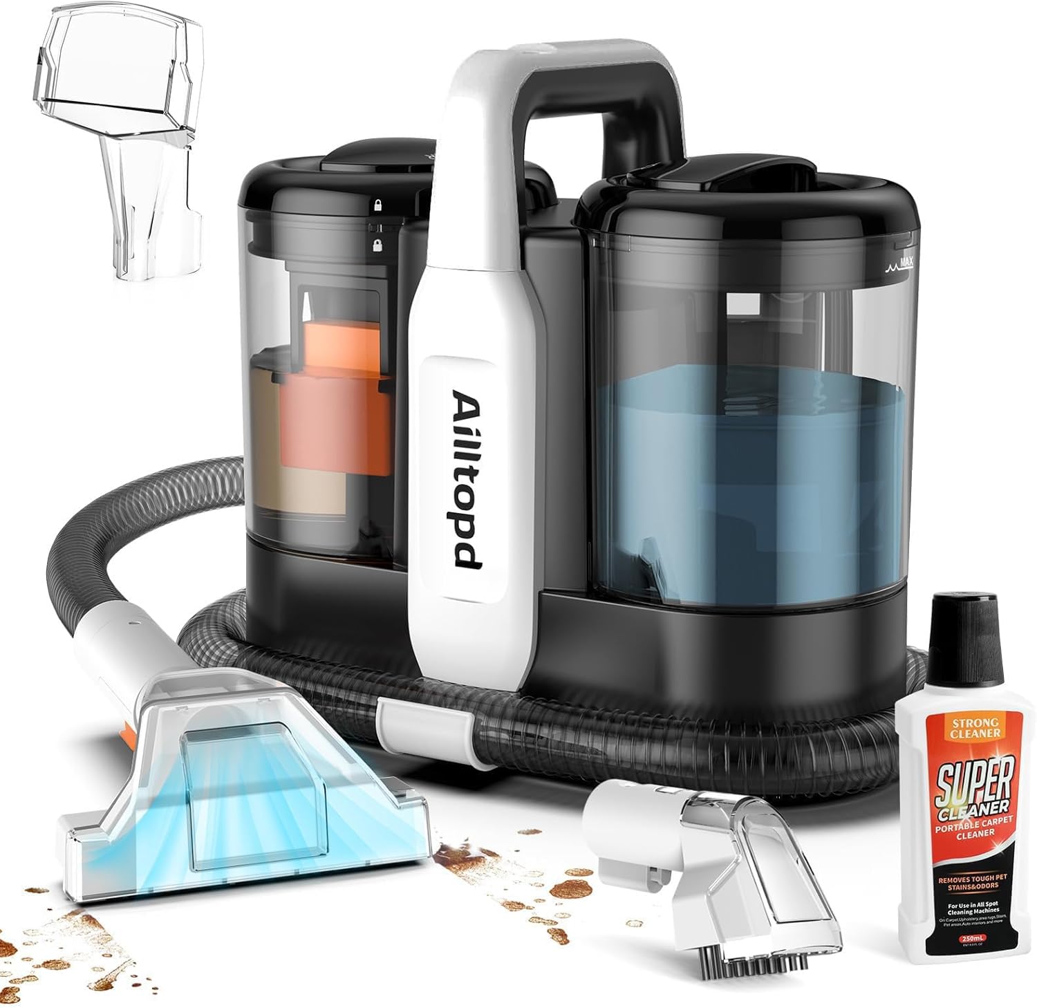 Ailltopd Portable Carpet Spot Cleaner with Dual Brush Heads