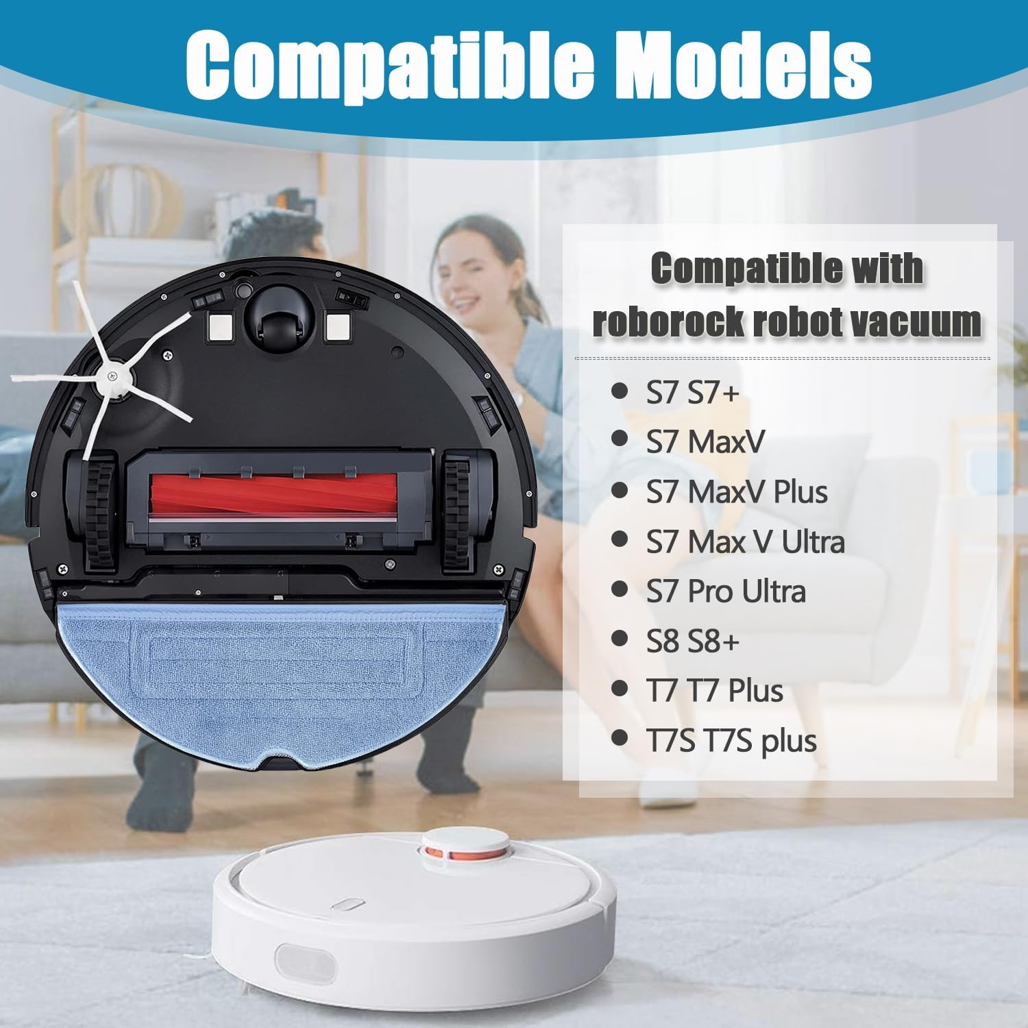 6 Pcs Microfiber Mop Pads for Roborock Robot Vacuums