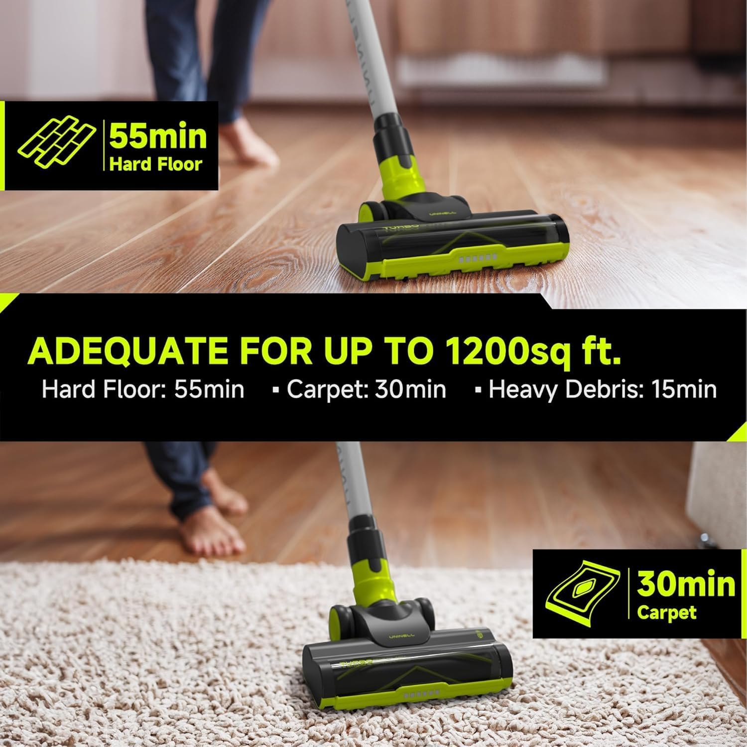 UNINELL HOME Cordless Vacuum Cleaner 45KPa 55 Mins